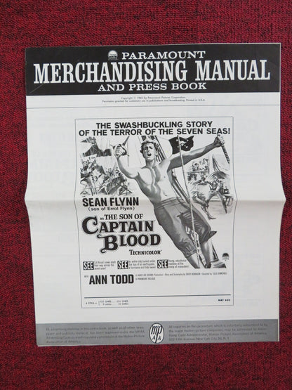 THE SON OF CAPTAIN BLOOD UNCUT PRESS BOOK FOLDED SEAN FLYNN ANN TODD 1963 Rendezvous Cinema Movie posters