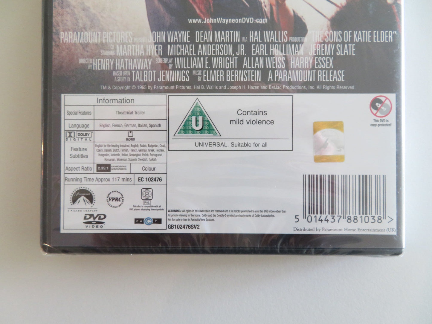 THE SONS OF KATIE ELDER - B (DVD) JOHN WAYNE DEAN MARTIN 1965 REGION 2 Rendezvous Cinema Movie posters