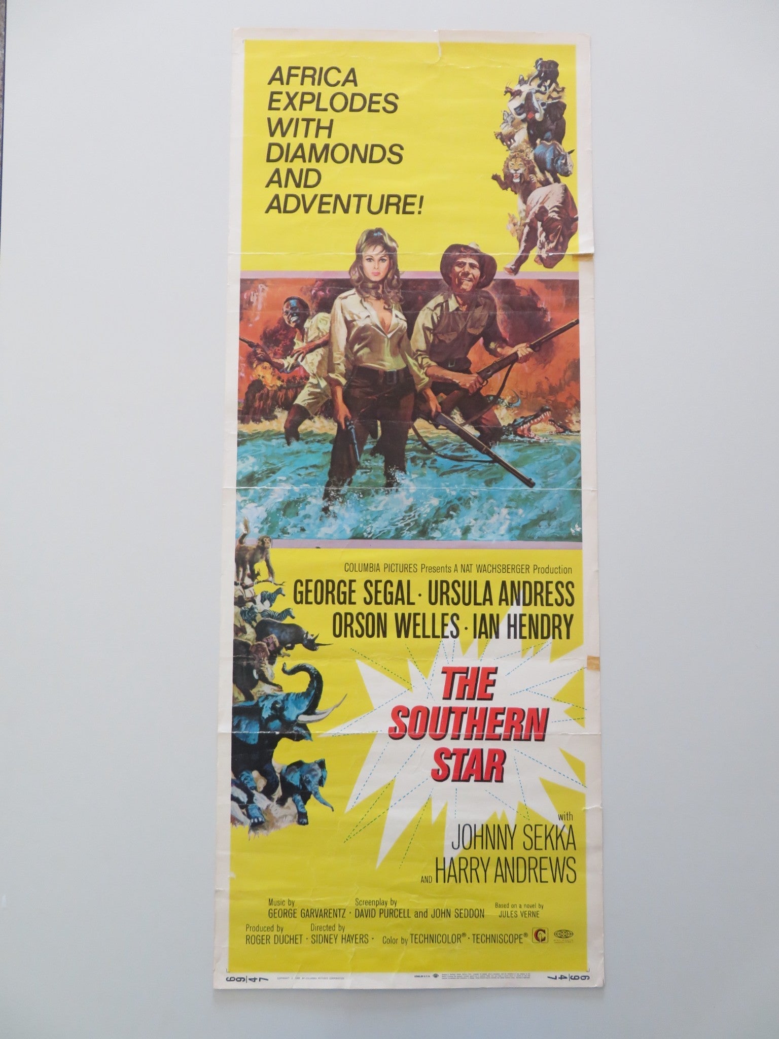 THE SOUTHERN STAR US INSERT POSTER GEORGE SEGAL URSULA ANDRESS 1969 Rendezvous Cinema Movie posters