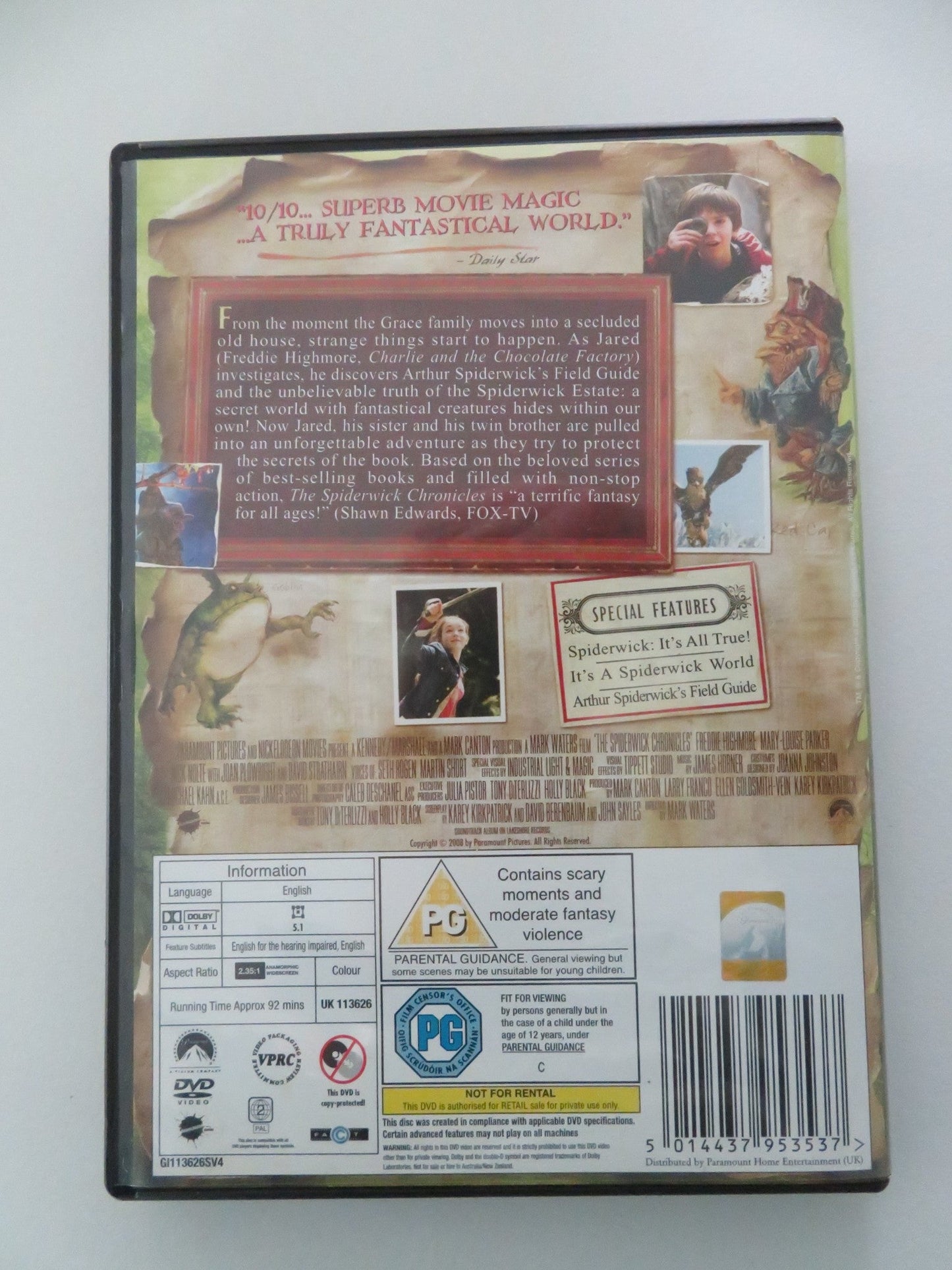 The Spiderwick Chronicles (DVD) Freddie Highmore Nick Nolte 2008 Region 2 Movie posters