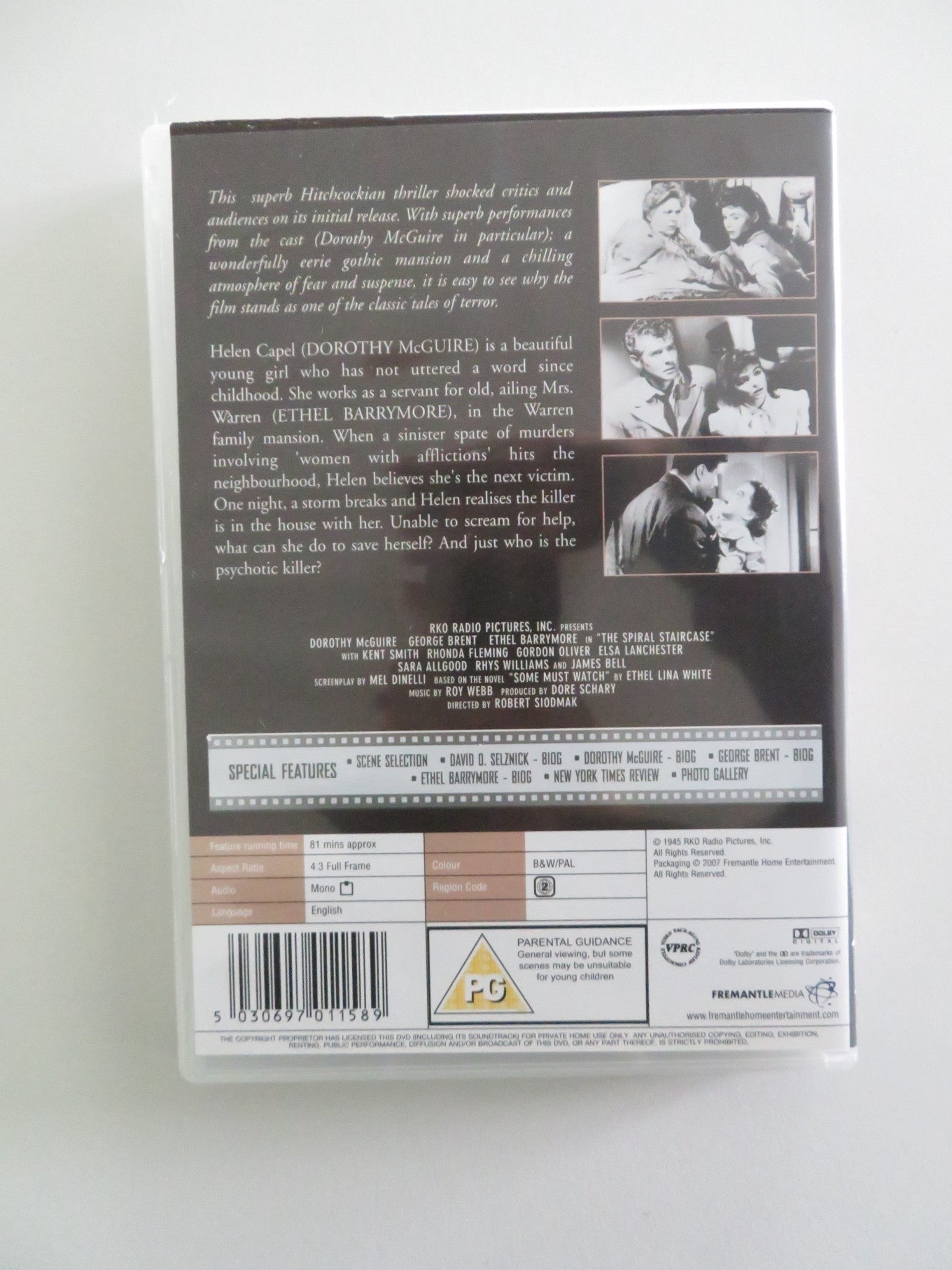 THE SPIRAL STAIRCASE (DVD) DOROTHY MCGUIRE GEORGE BRENT 1946 REGION 2 Rendezvous Cinema Movie posters