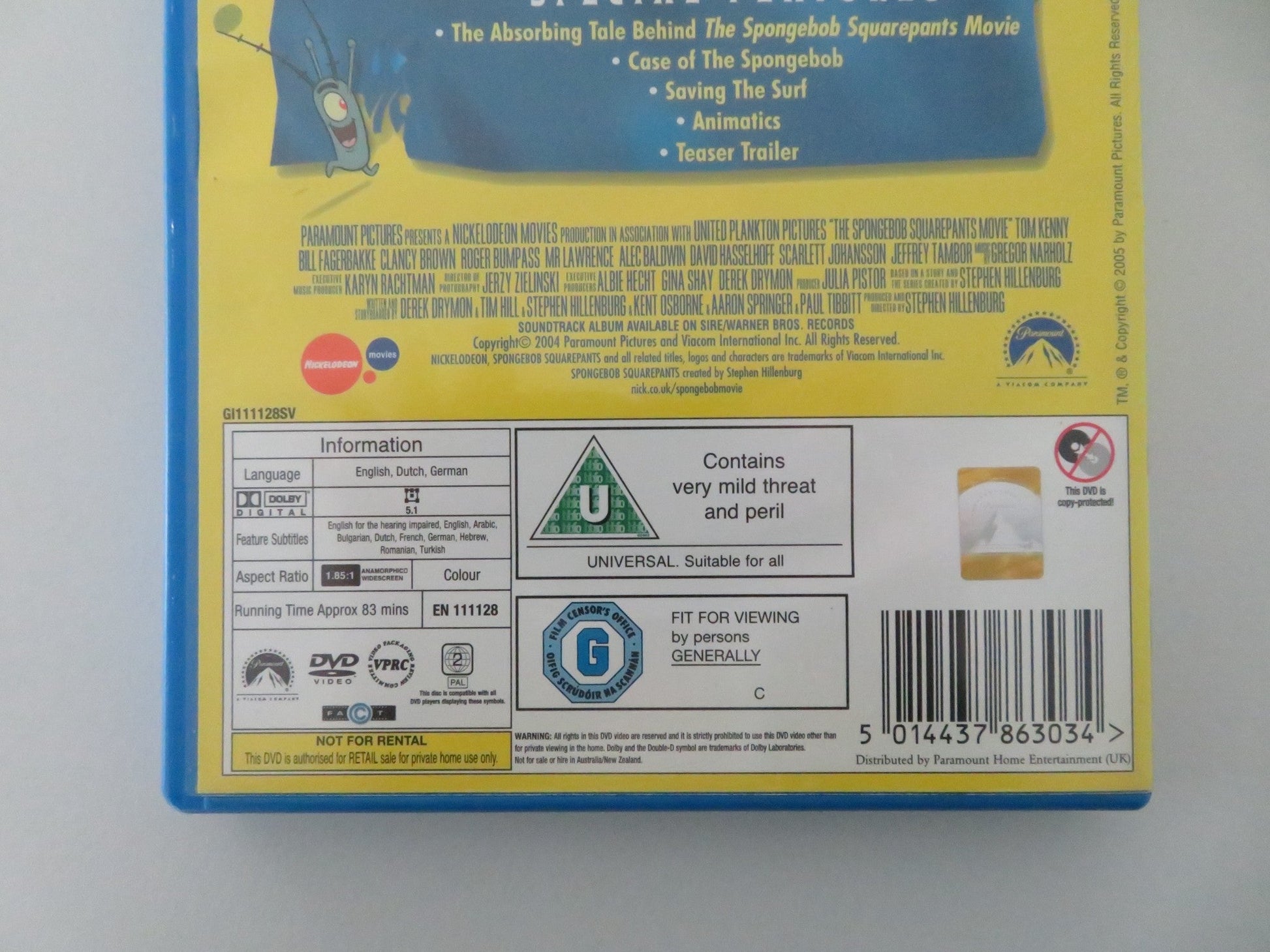 The SpongeBob SquarePants Movie (DVD) Tom Kenny Clancy Brown 2004 Region 2 Movie posters