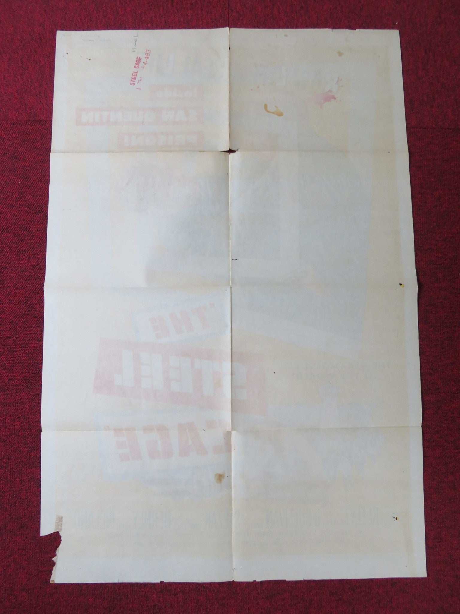THE STEEL CAGE FOLDED US ONE SHEET POSTER PAUL KELLY MAUREEN O'SULLIVAN 1954 Rendezvous Cinema Movie posters