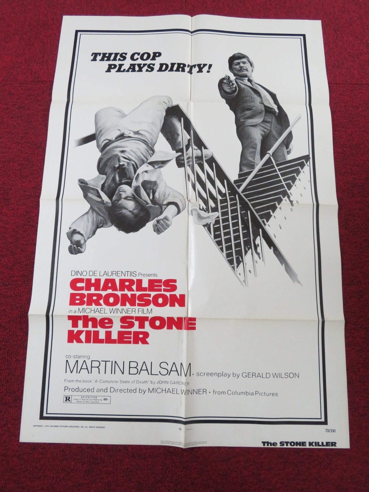 THE STONE KILLER FOLDED US ONE SHEET POSTER CHARLES BRONSON MARTIN BALSAM 1973 Rendezvous Cinema Movie posters