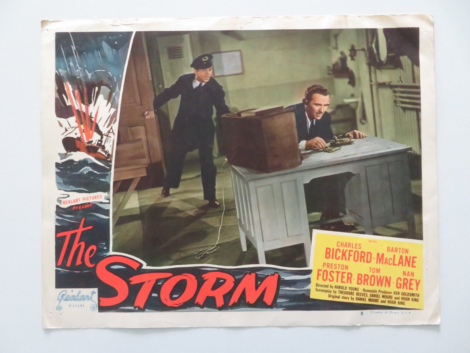 THE STORM - #3 US LOBBY CARD CHARLES BICKFORD BARTON MACLANE R1948 Rendezvous Cinema Movie posters