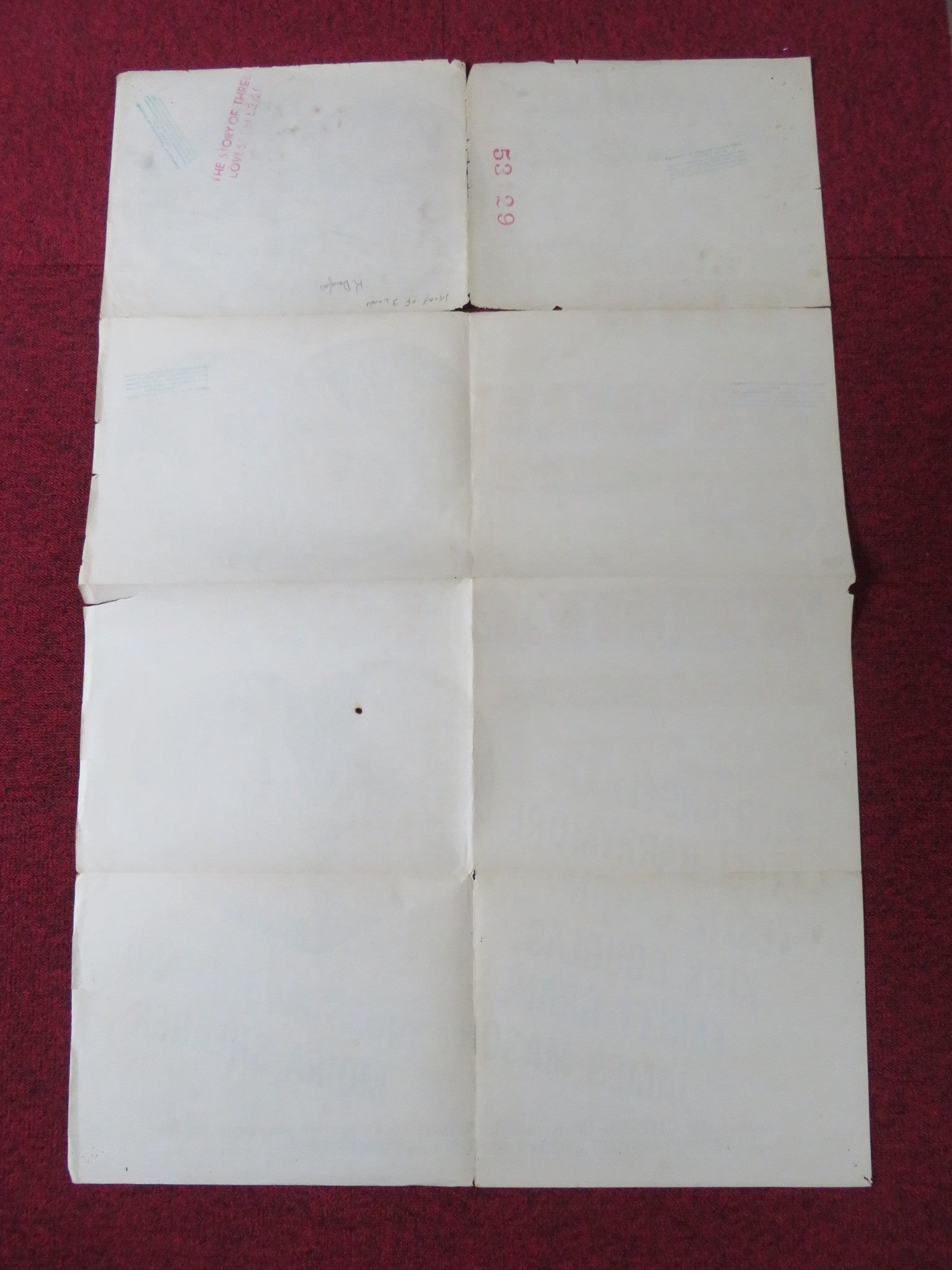 THE STORY OF THREE LOVES FOLDED US ONE SHEET POSTER KIRK DOUGLAS J. MASON 1953 Rendezvous Cinema Movie posters