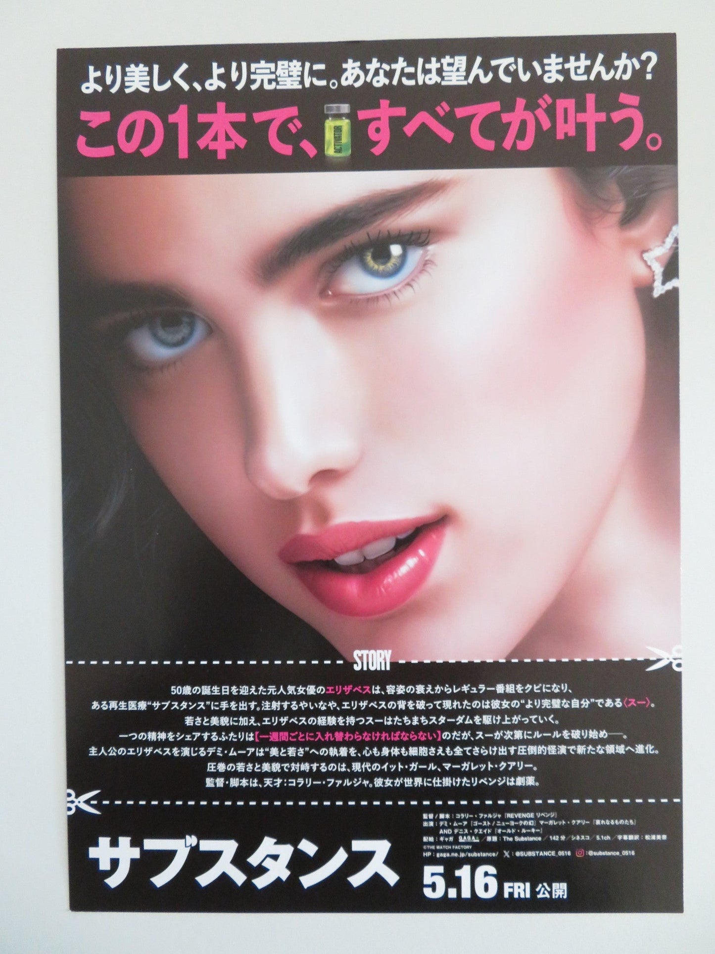 THE SUBSTANCE JAPANESE CHIRASHI (B5) POSTER DEMI MOORE MARGARET QUALLEY 2024 Movie posters