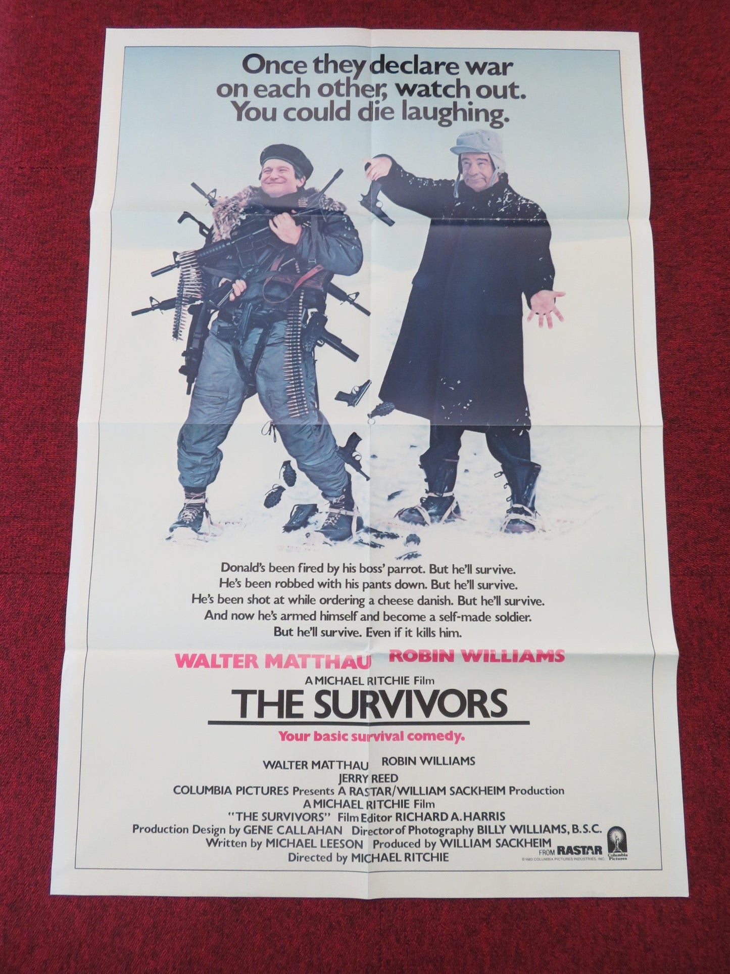 THE SURVIVORS FOLDED US ONE SHEET POSTER ROBIN WILLIAMS WALTER MATTHAU 1983 Movie posters
