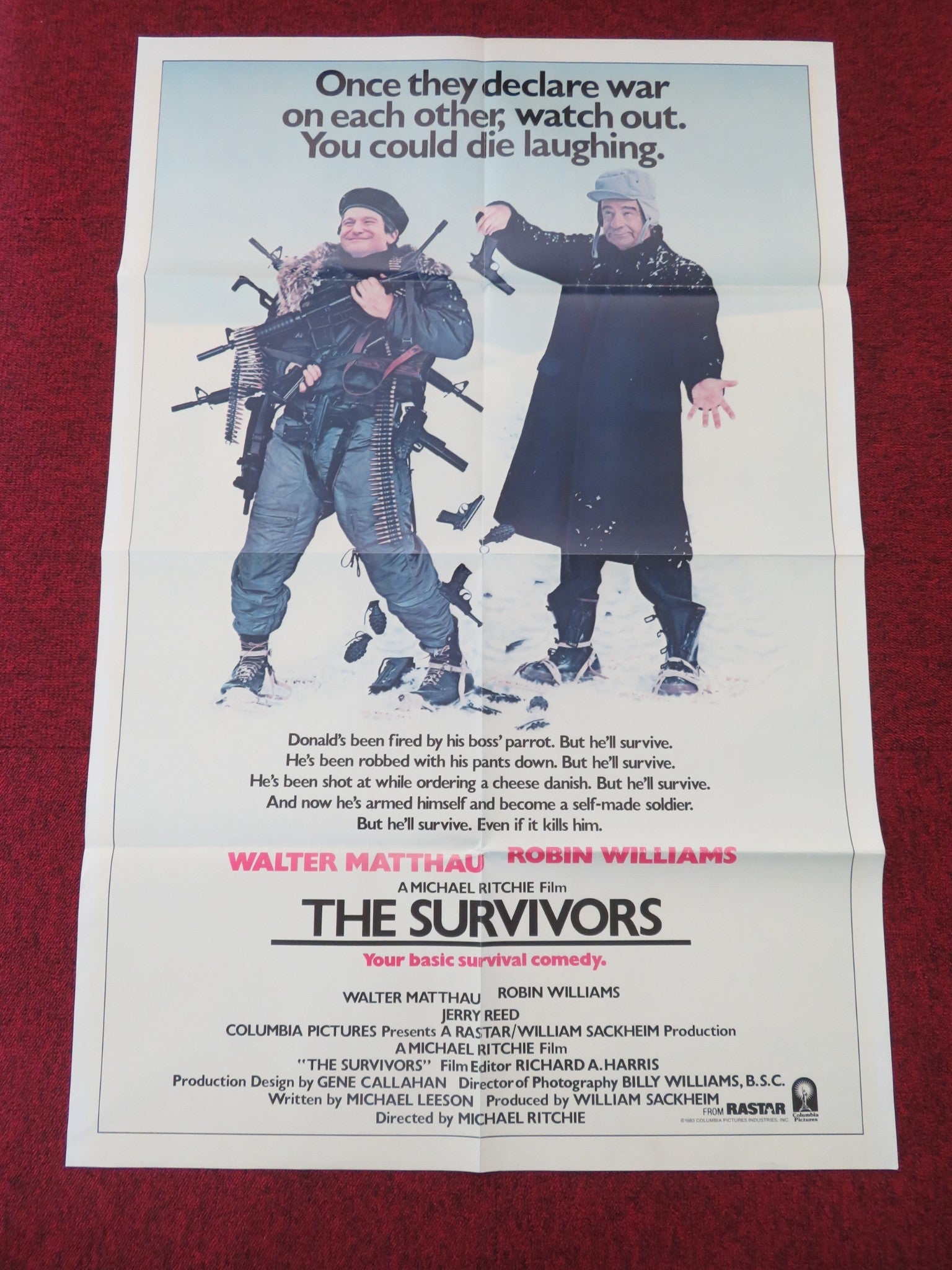 THE SURVIVORS FOLDED US ONE SHEET POSTER ROBIN WILLIAMS WALTER MATTHAU 1983 Movie posters