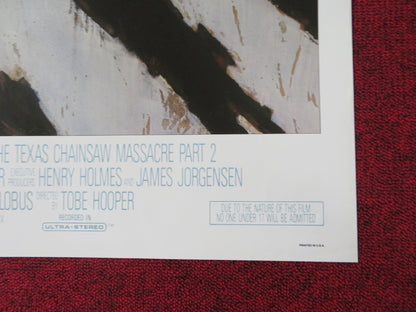 THE TEXAS CHAINSAW MASSACRE PART 2 FOLDED US ONE SHEET POSTER CANNON HOPPER 1986 Rendezvous Cinema Movie posters