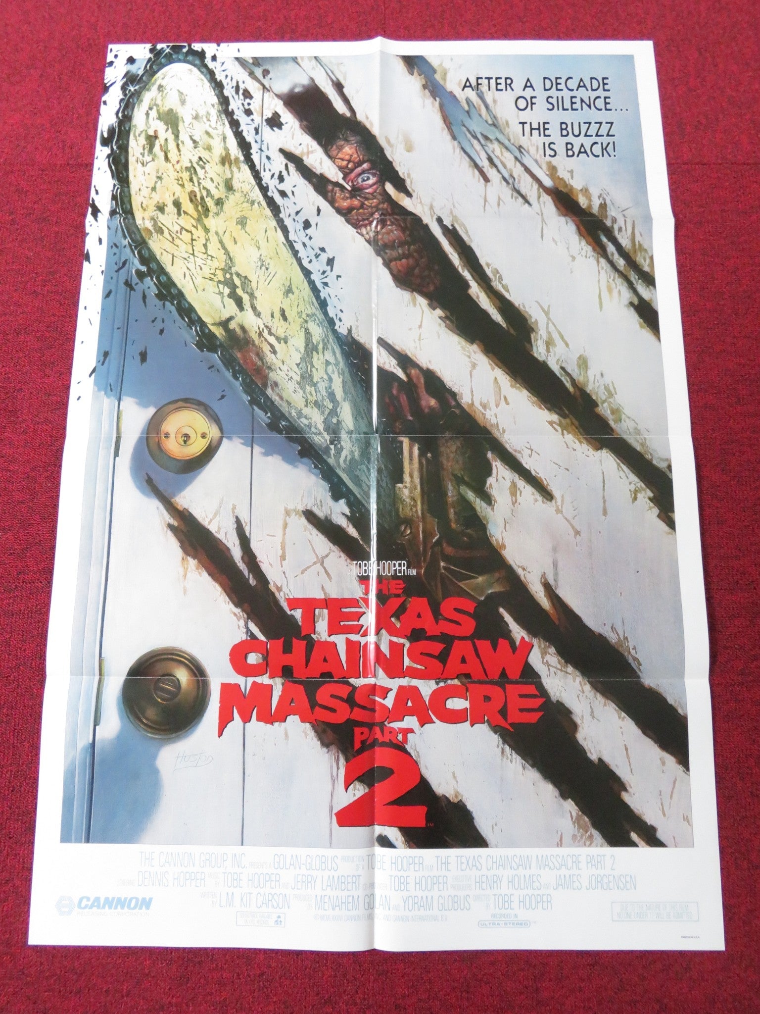 THE TEXAS CHAINSAW MASSACRE PART 2 FOLDED US ONE SHEET POSTER CANNON HOPPER 1986 Rendezvous Cinema Movie posters