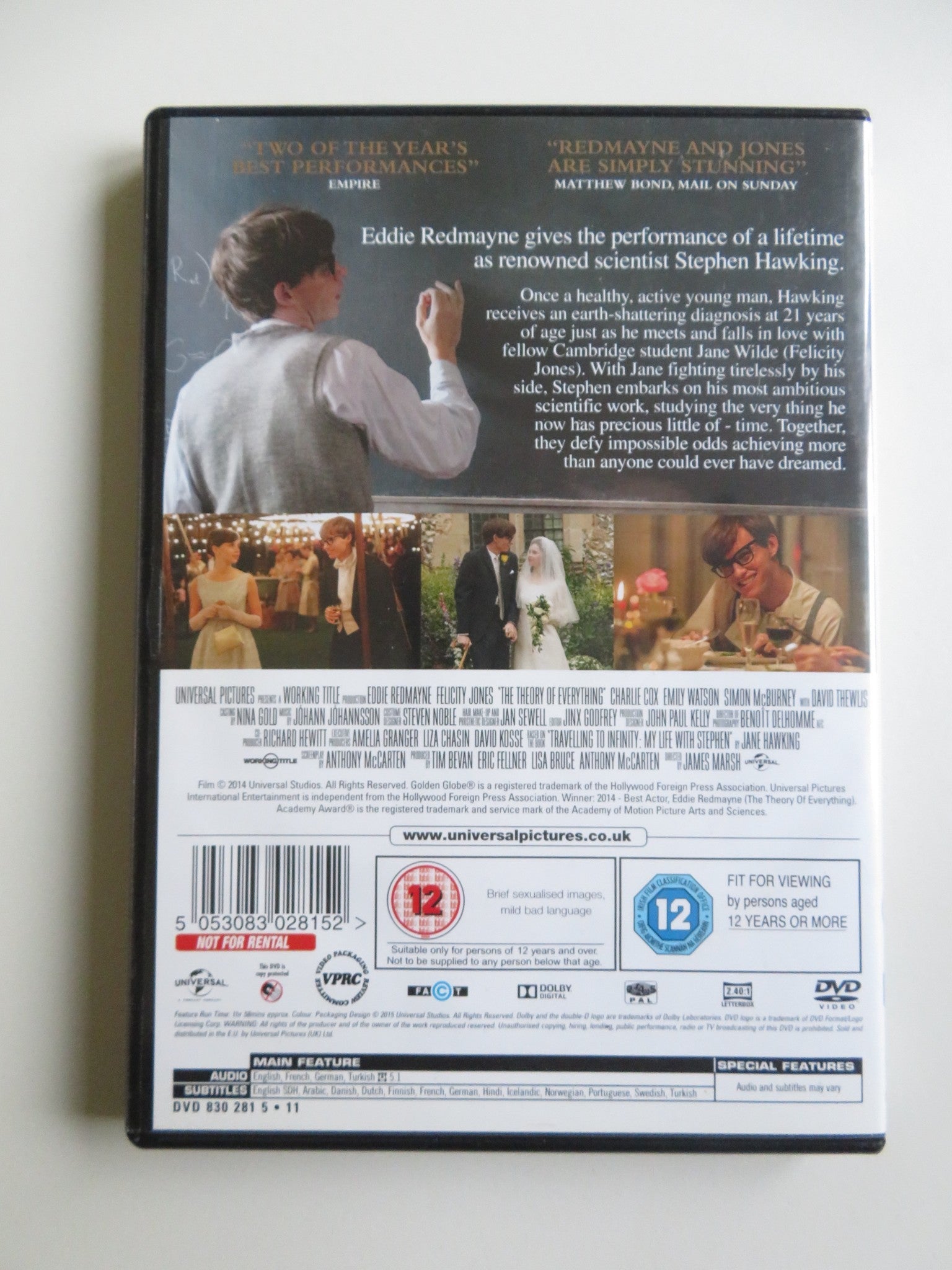 THE THEORY OF EVERYTHING (DVD) EDDIE REDMAYNE FELICITY JONES 2014 REGION 2, 4, 5 - Rendezvous Cinema