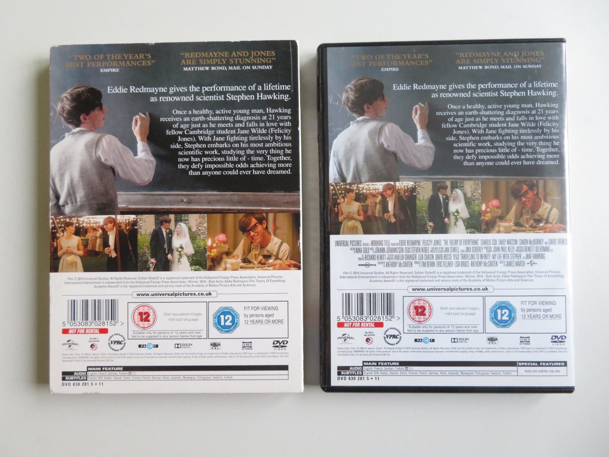 THE THEORY OF EVERYTHING (DVD) EDDIE REDMAYNE FELICITY JONES 2014 REGION 2, 4, 5 - Rendezvous Cinema