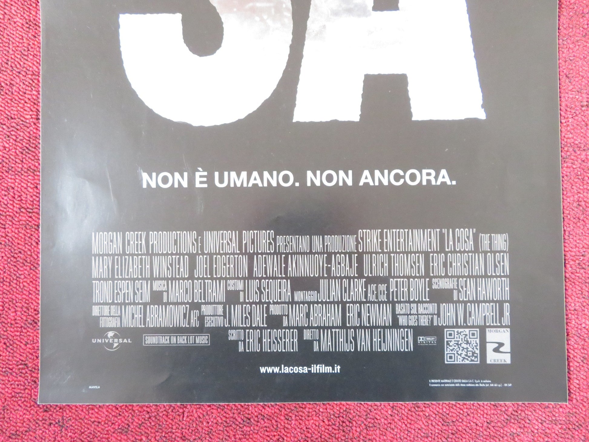 THE THING ITALIAN LOCANDINA POSTER MARY ELIZABETH WINSTEAD JOEL EDGERTON 2011 Rendezvous Cinema Movie posters