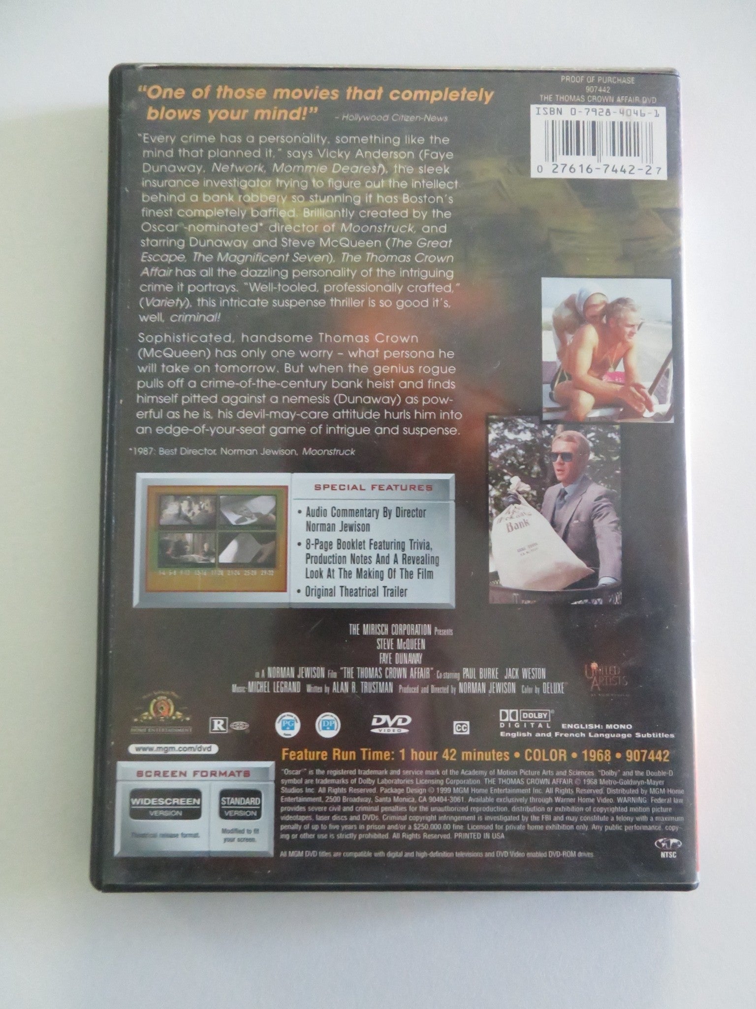 The Thomas Crown Affair (DVD) Steve McQueen Faye Dunaway 1968 Region 1 Movie posters