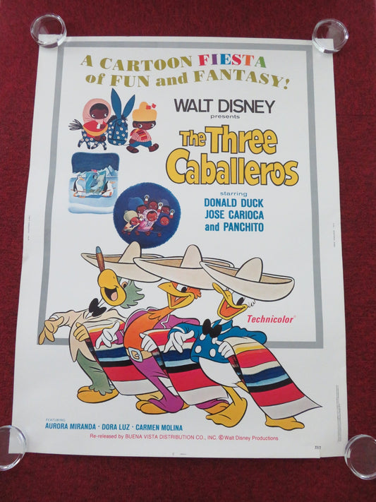 THE THREE CABALLEROS US ONE SHEET ROLLED POSTER DISNEY STERLING HOLLOWAY R1977 Movie posters