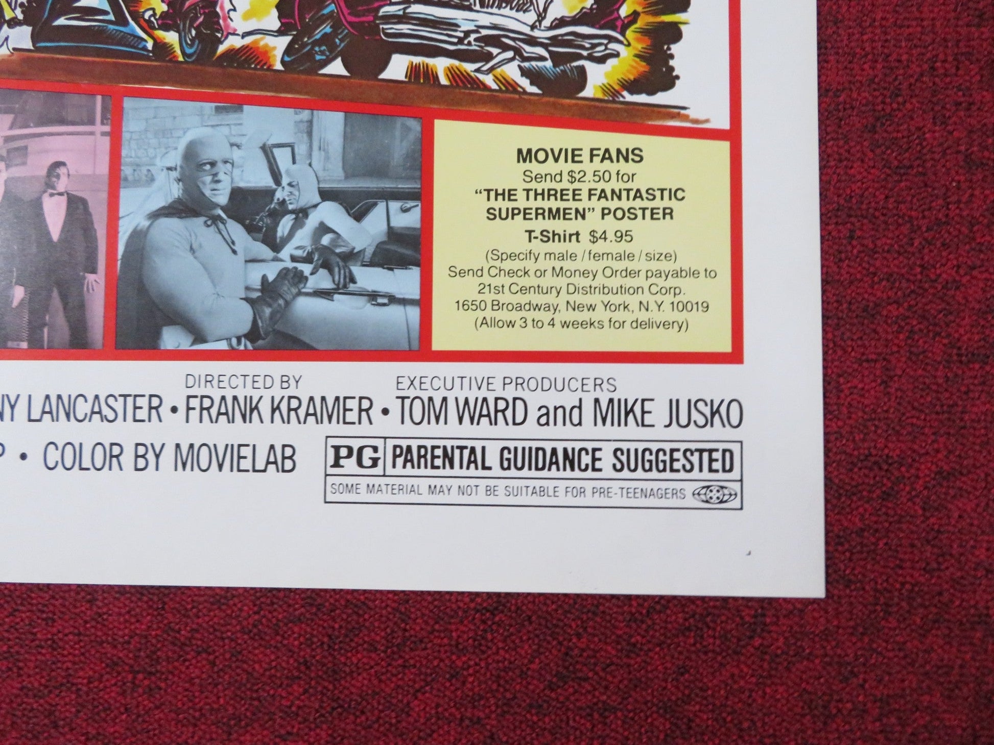 THE THREE FANTASTIC SUPERMEN FOLDED US ONE SHEET POSTER TONY KENDALL R1976 Rendezvous Cinema Movie posters