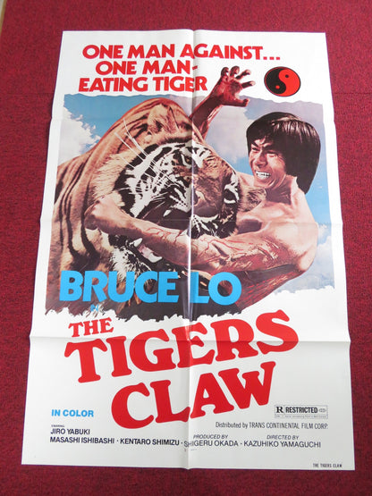THE TIGERS CLAW FOLDED US ONE SHEET POSTER JIRO YABUKI MASASHI ISHIBASHI 1976 Rendezvous Cinema Movie posters