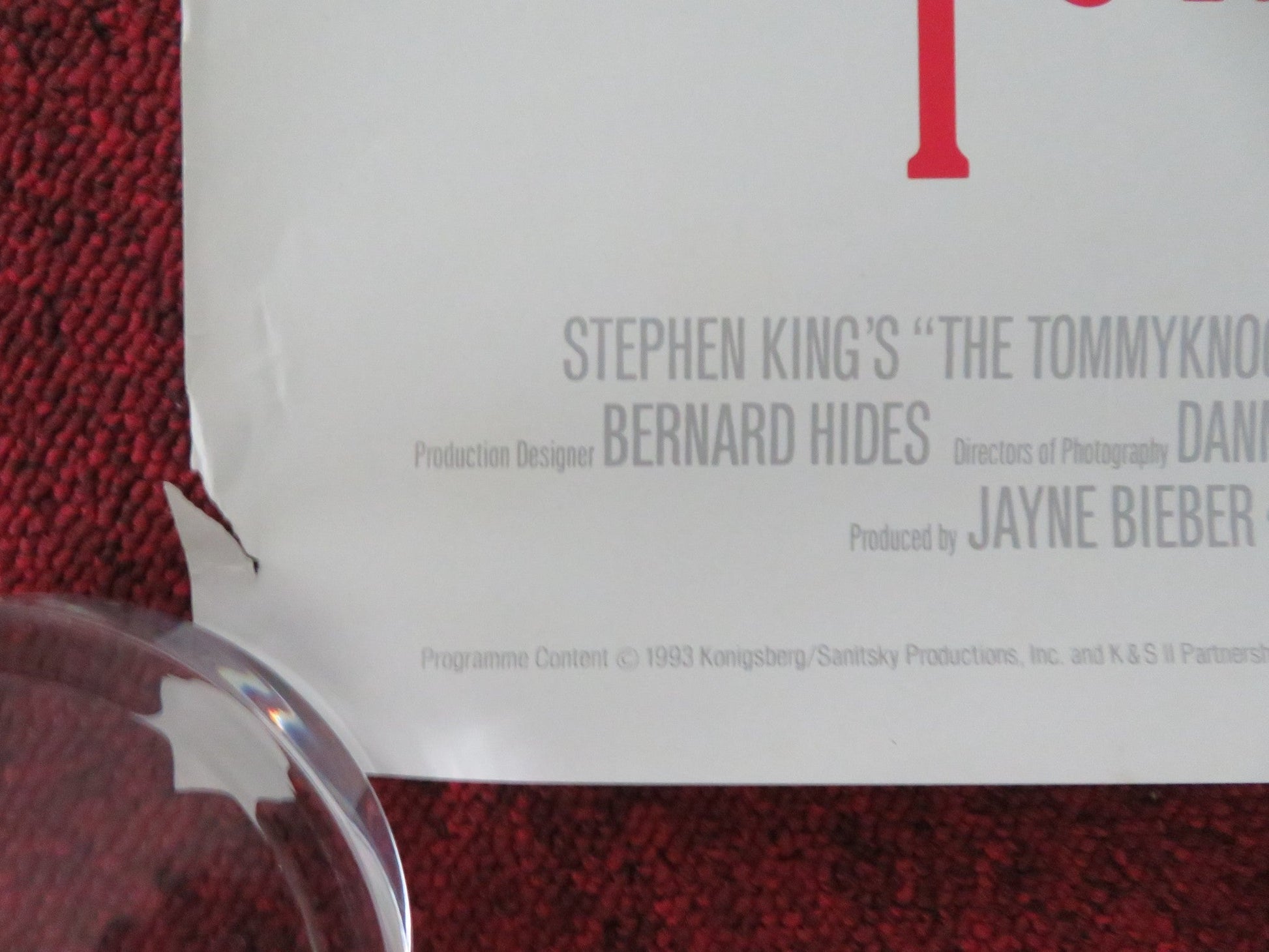 THE TOMMYKNOCKERS VHS VIDEO POSTER STEPHEN KING JIMMY SMITS 1993 Movie posters