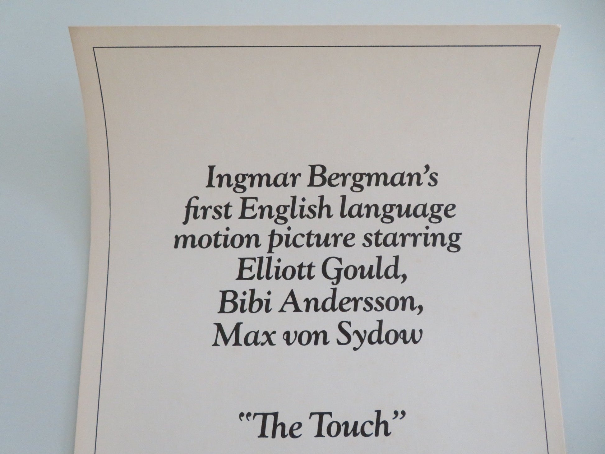 The Touch US Insert Poster Elliott Gould Bibi Andersson Max Von Sydow 1971 Movie posters