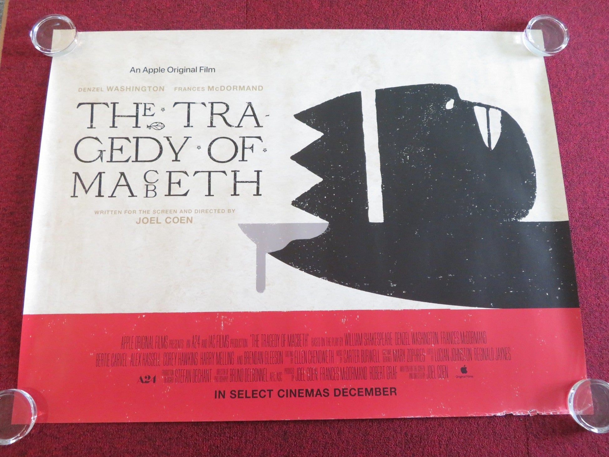 THE TRAGEDY OF MACBETH UK QUAD ROLLED POSTER DENZEL WASHINGTON F. MCDORMAND 2021 Rendezvous Cinema Movie posters