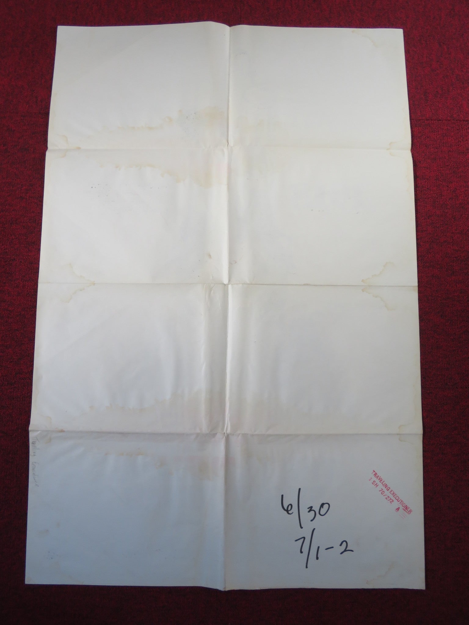 THE TRAVELING EXECUTIONER FOLDED US ONE SHEET POSTER STACY KEACH HILL 1970 Rendezvous Cinema Movie posters