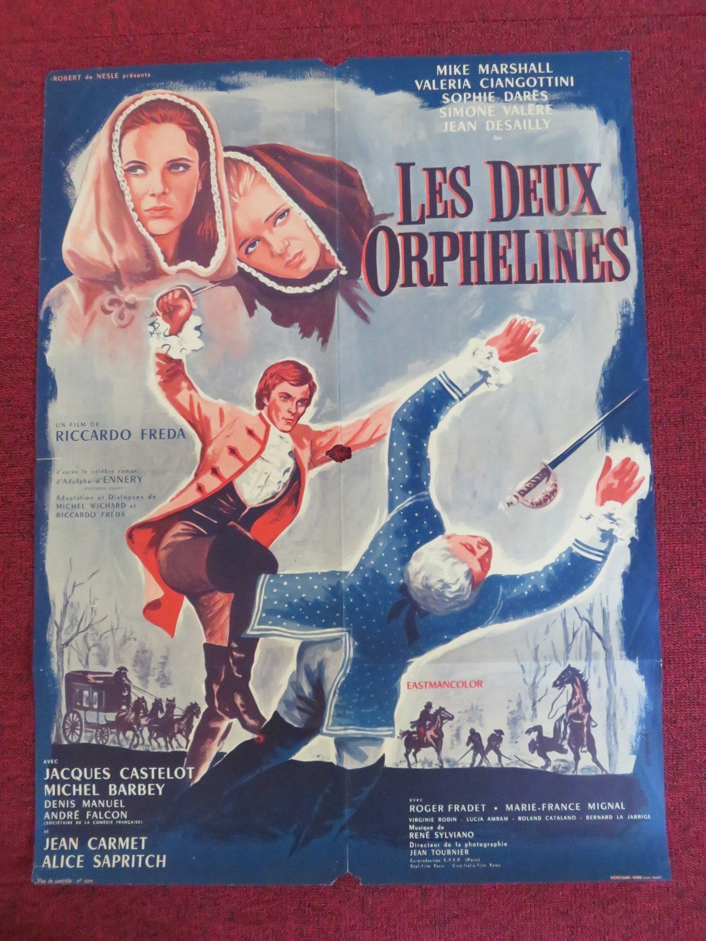 THE TWO ORPHANS FRENCH POSTER ROLLED MIKE MARSHALL VALERIA CIANGOTTINI 1965 Rendezvous Cinema Movie posters