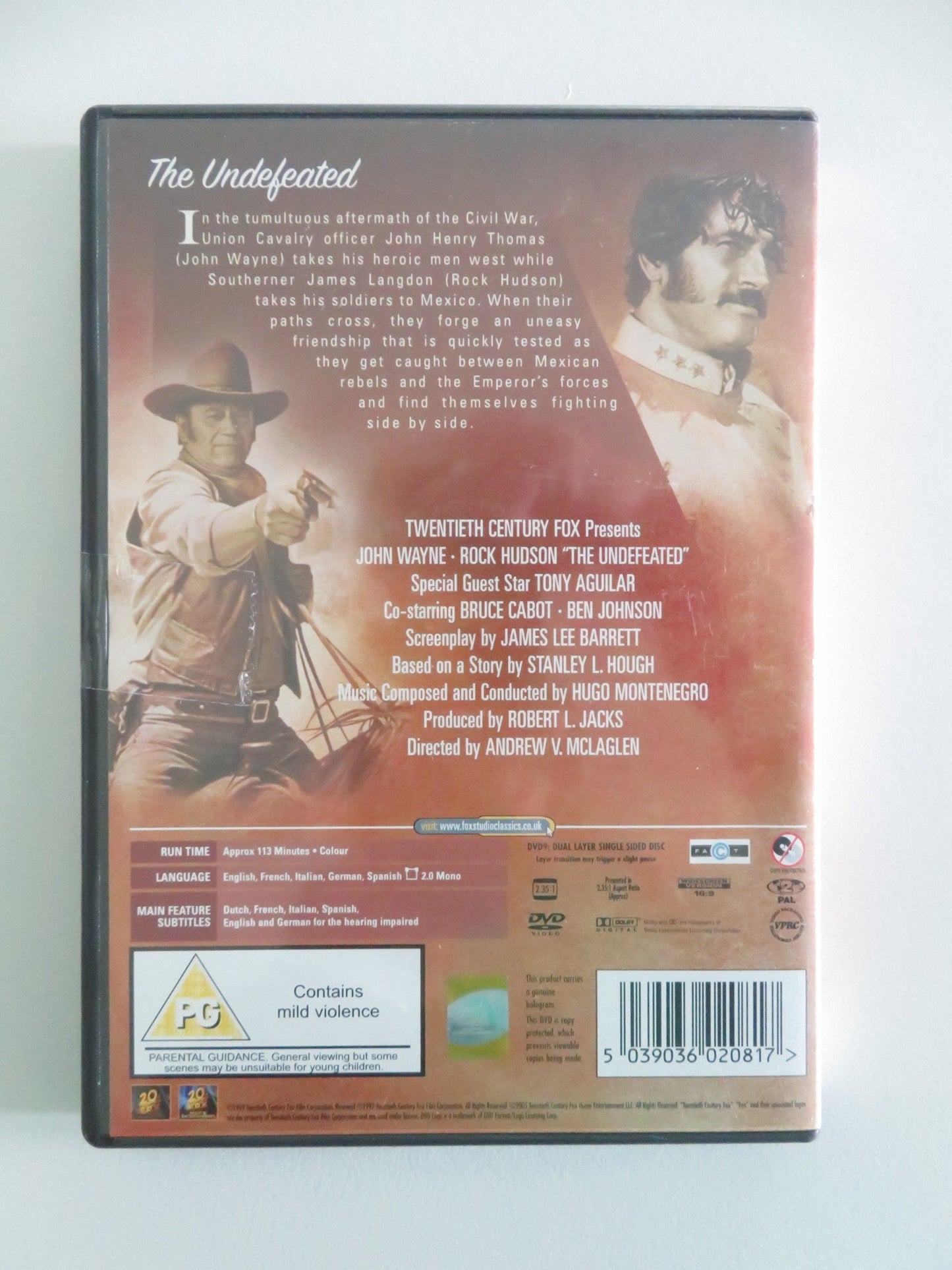 THE UNDEFEATED (DVD) JOHN WAYNE ROCK HUDSON 1969 REGION 2 Movie posters