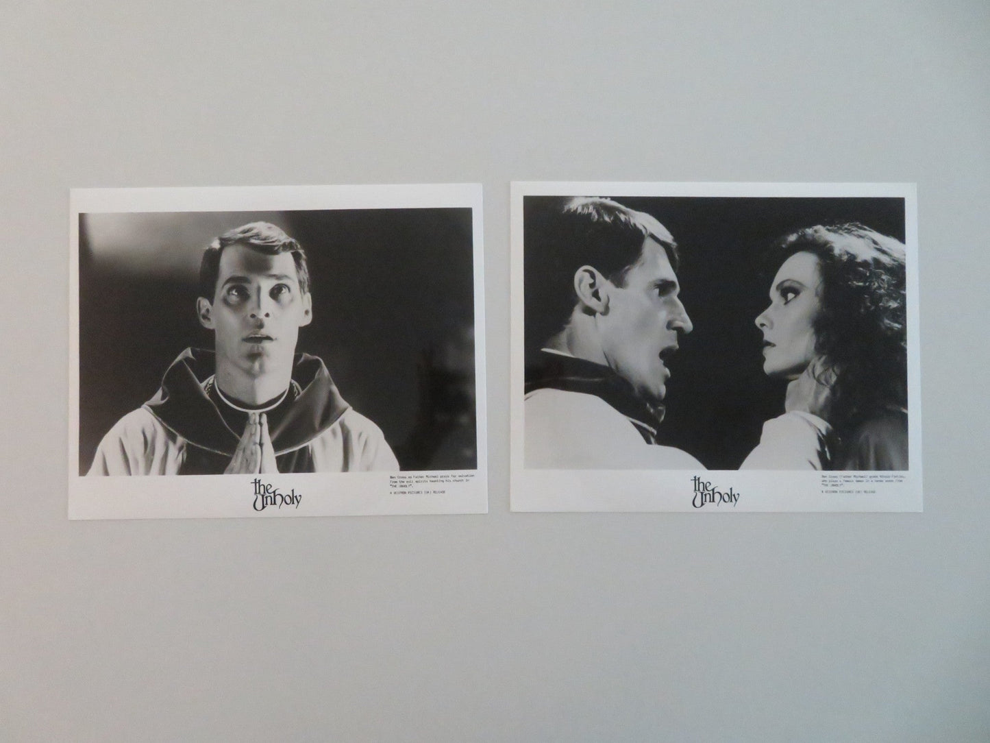 THE UNHOLY - A MOVIE STILL PHOTO LOT OF 2 BEN CROSS NICOLE FORTIER 1988 Movie posters