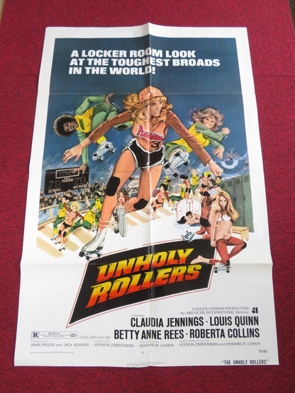 THE UNHOLY ROLLERS FOLDED US ONE SHEET POSTER CLAUDIA JENNINGS LOUIS QUINN 1972 Rendezvous Cinema Movie posters