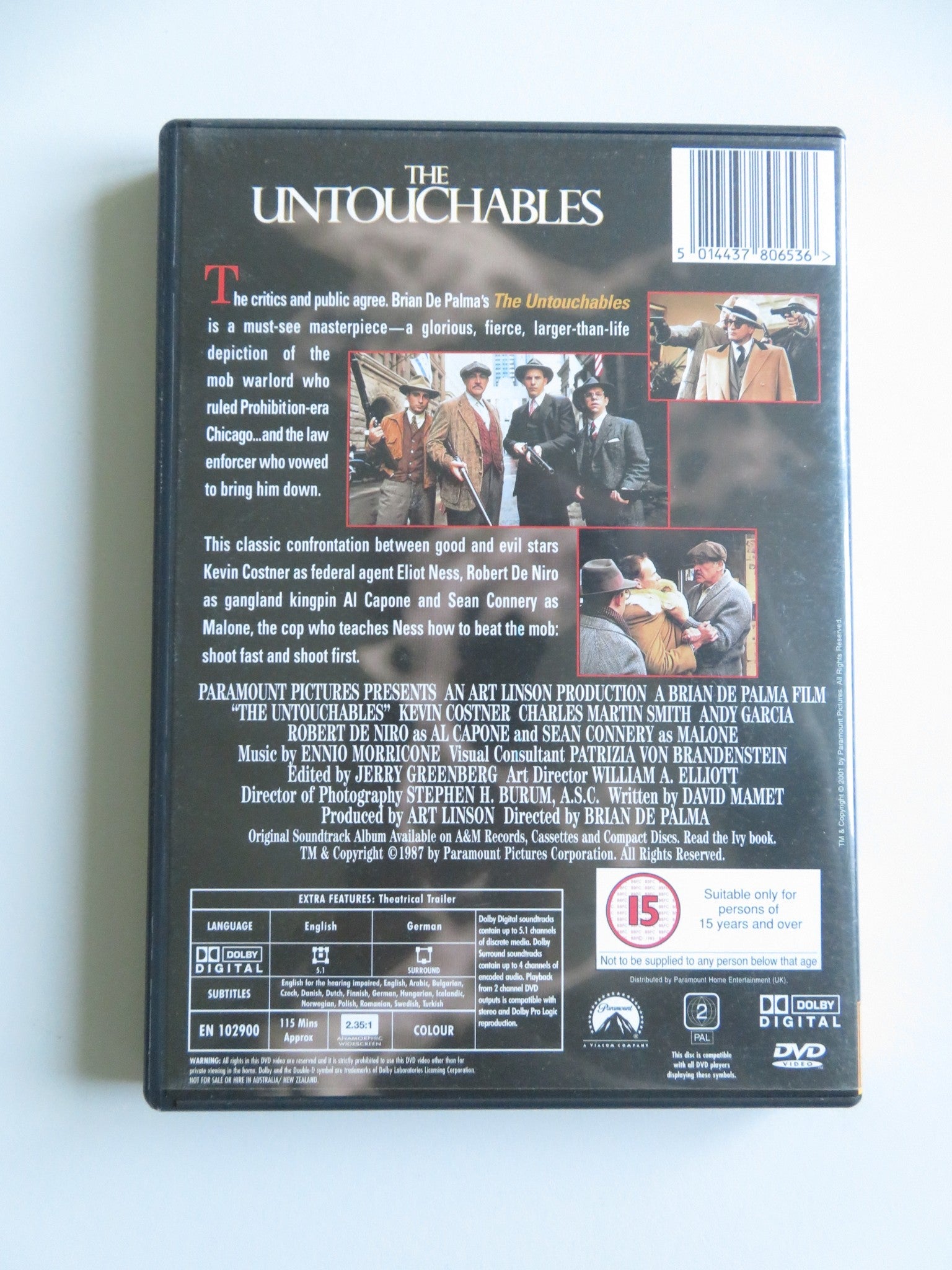 THE UNTOUCHABLES - B (DVD) KEVIN COSTNER SEAN CONNERY 1987 REGION 2 - Rendezvous Cinema