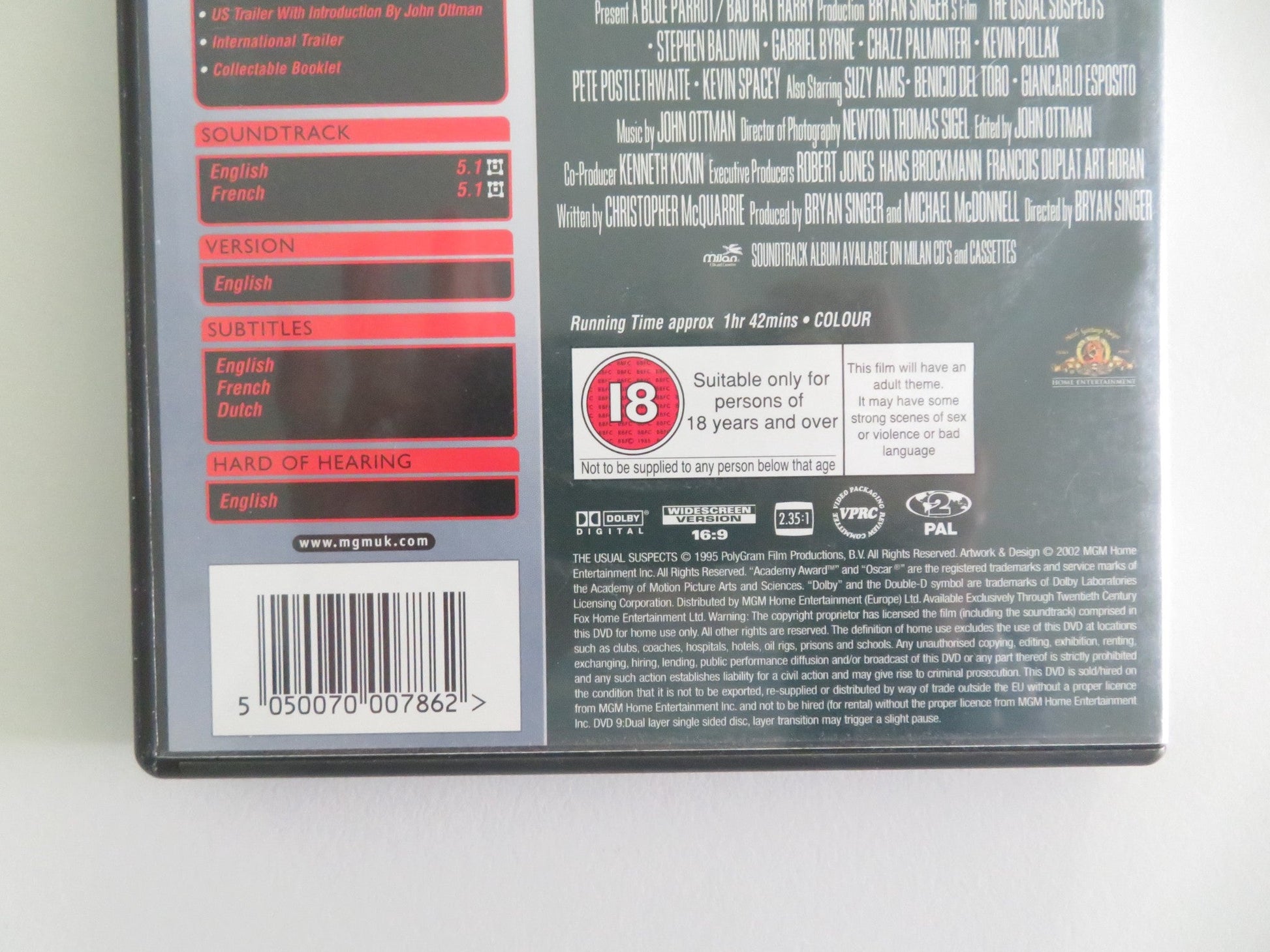 THE USUAL SUSPECTS - SPECIAL EDITION (DVD) KEVIN SPACEY 1995 REGION 2 Movie posters