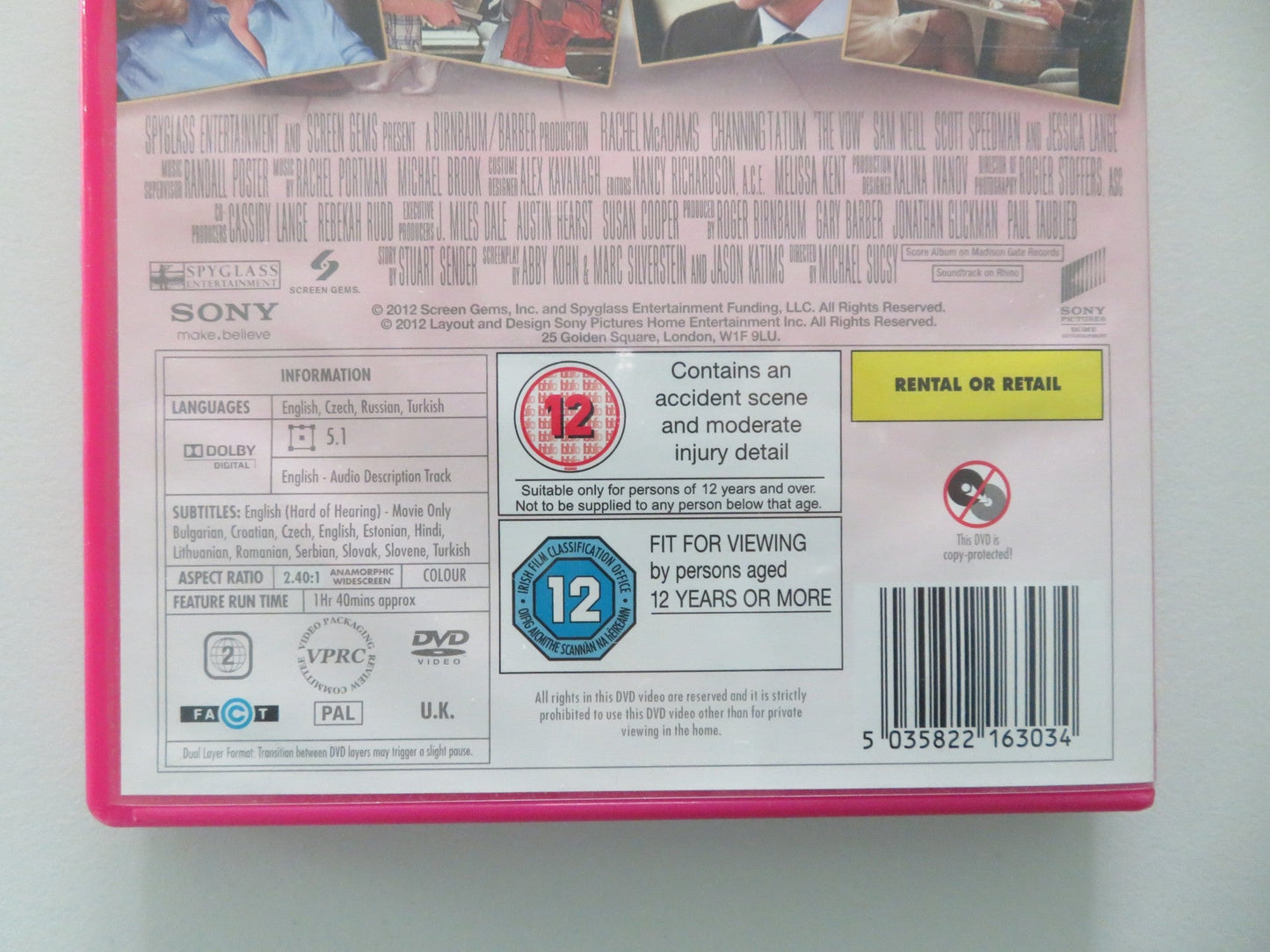 The Vow (DVD) Rachel McAdams Channing Tatum 2012 Region 2 Movie posters