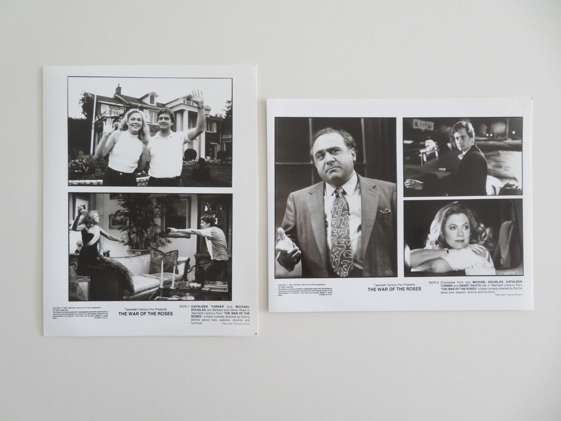 THE WAR OF THE ROSES MOVIE STILL PHOTO LOT OF 13 MICHAEL DOUGLAS D. DEVITO 1989 Movie posters