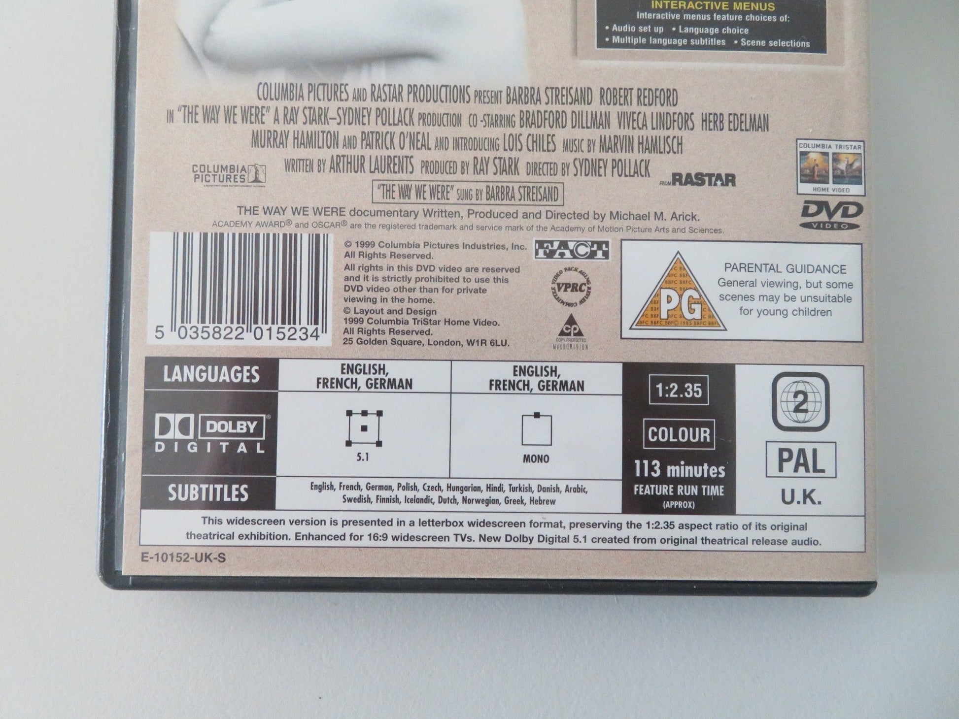 The Way We Were (DVD) Robert Redford Barbra Streisand 1973 Region 2 Movie posters