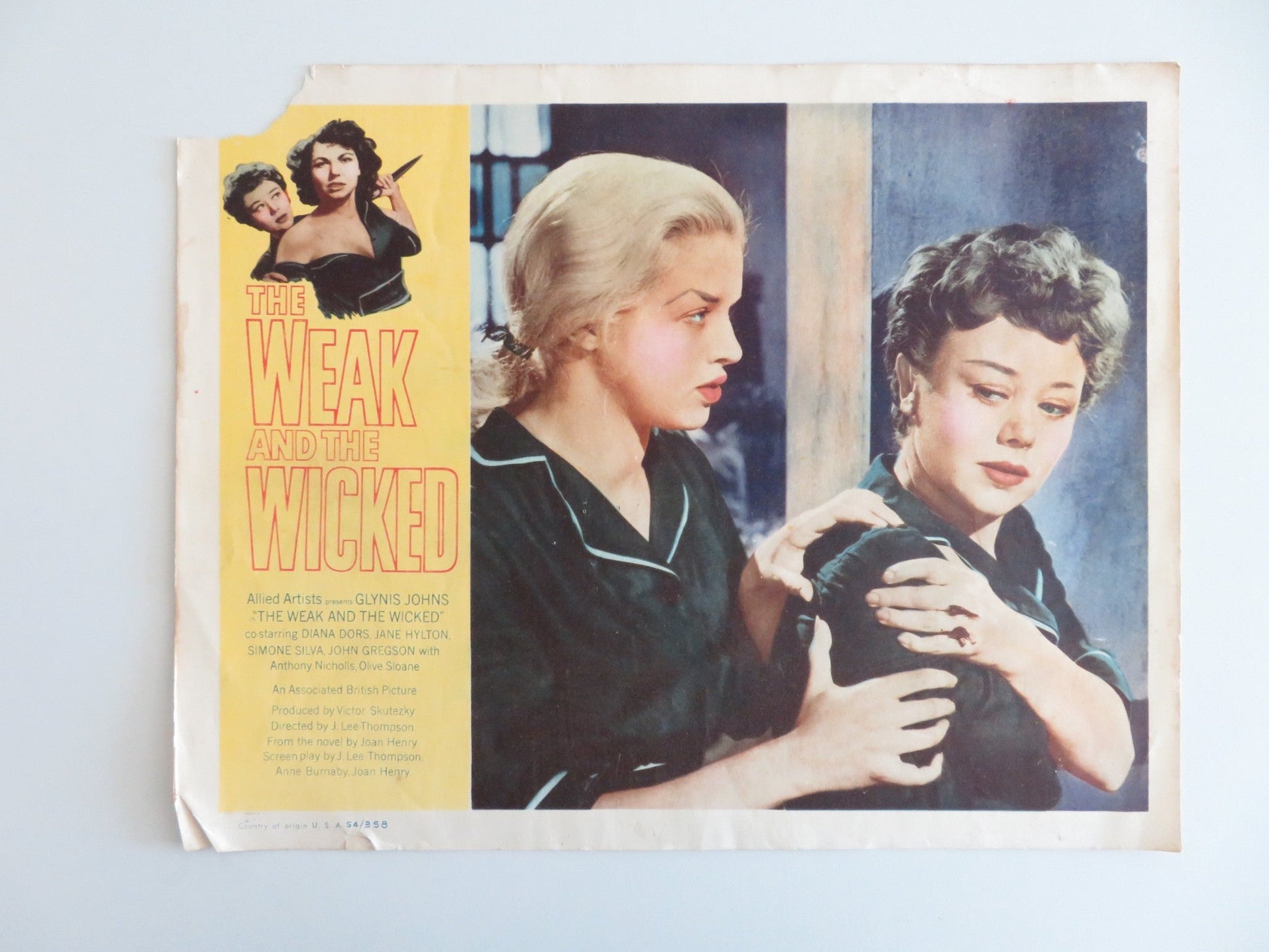 THE WEAK AND THE WICKED - C LOBBY CARD DIANA DORS GLYNIS JOHNS 1954 Rendezvous Cinema Movie posters