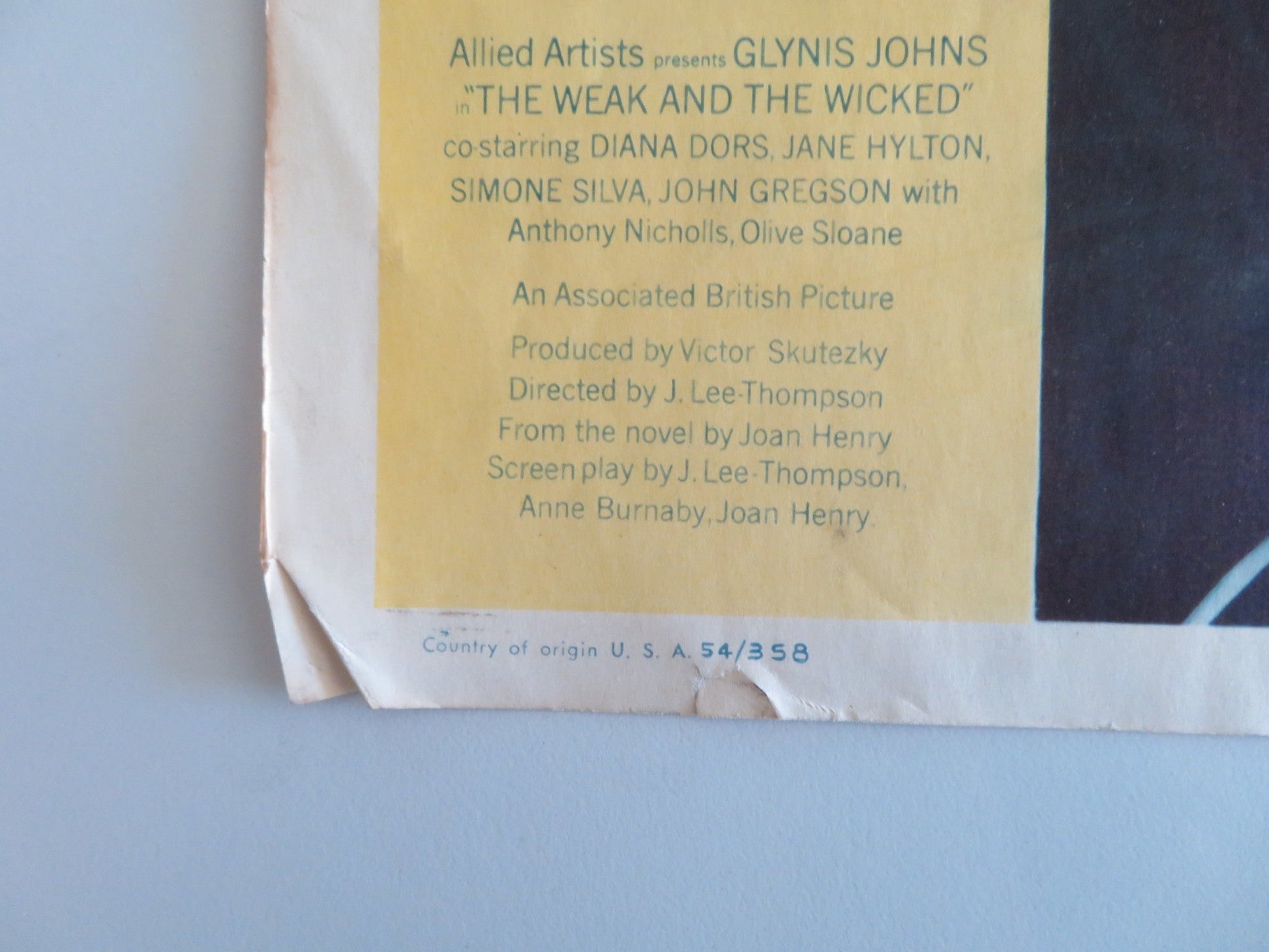 THE WEAK AND THE WICKED - C LOBBY CARD DIANA DORS GLYNIS JOHNS 1954 Rendezvous Cinema Movie posters