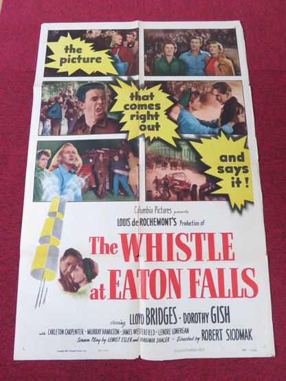 THE WHISTLE AT EATON FALLS FOLDED US ONE SHEET POSTER LLOYD BRIDGES D. GISH 1951 Rendezvous Cinema Movie posters