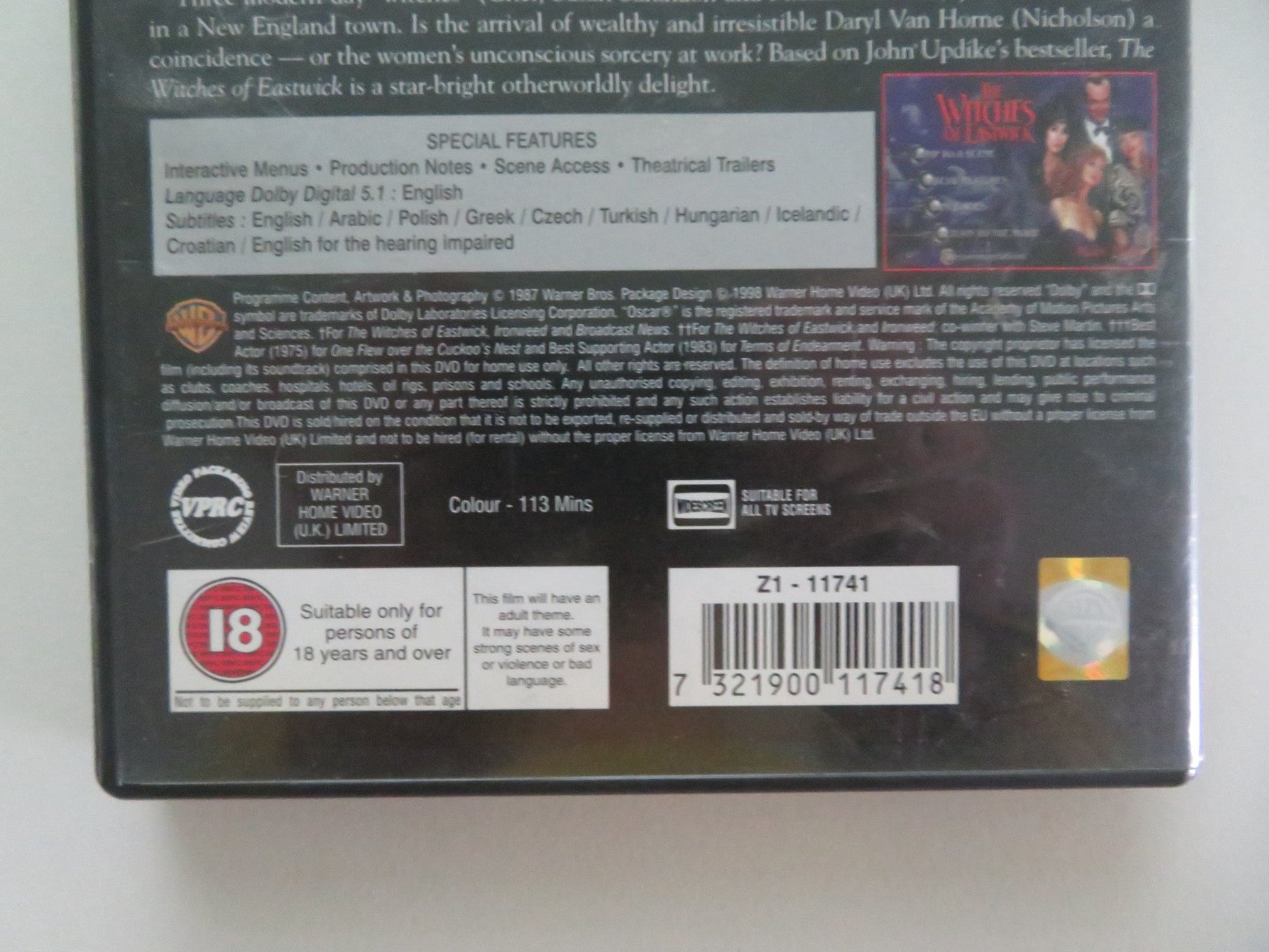 THE WITCHES OF EASTWICK (DVD) JACK NICHOLSON CHER SUSAN SARANDON 1987 REGION 2 Movie posters
