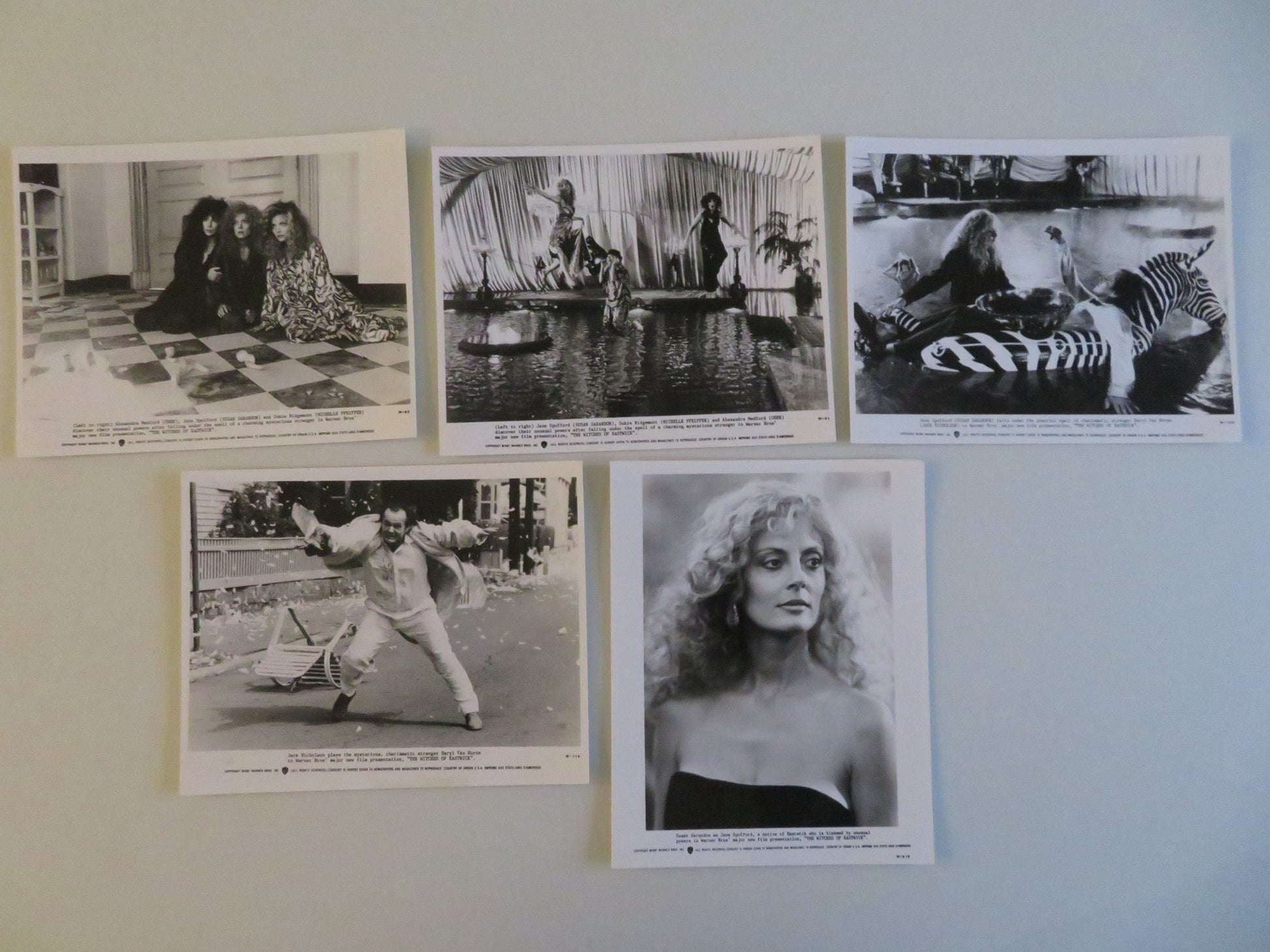 THE WITCHES OF EASTWICK MOVIE STILL PHOTO LOT OF 5 JACK NICHOLSON SARANDON 1987 - Rendezvous Cinema
