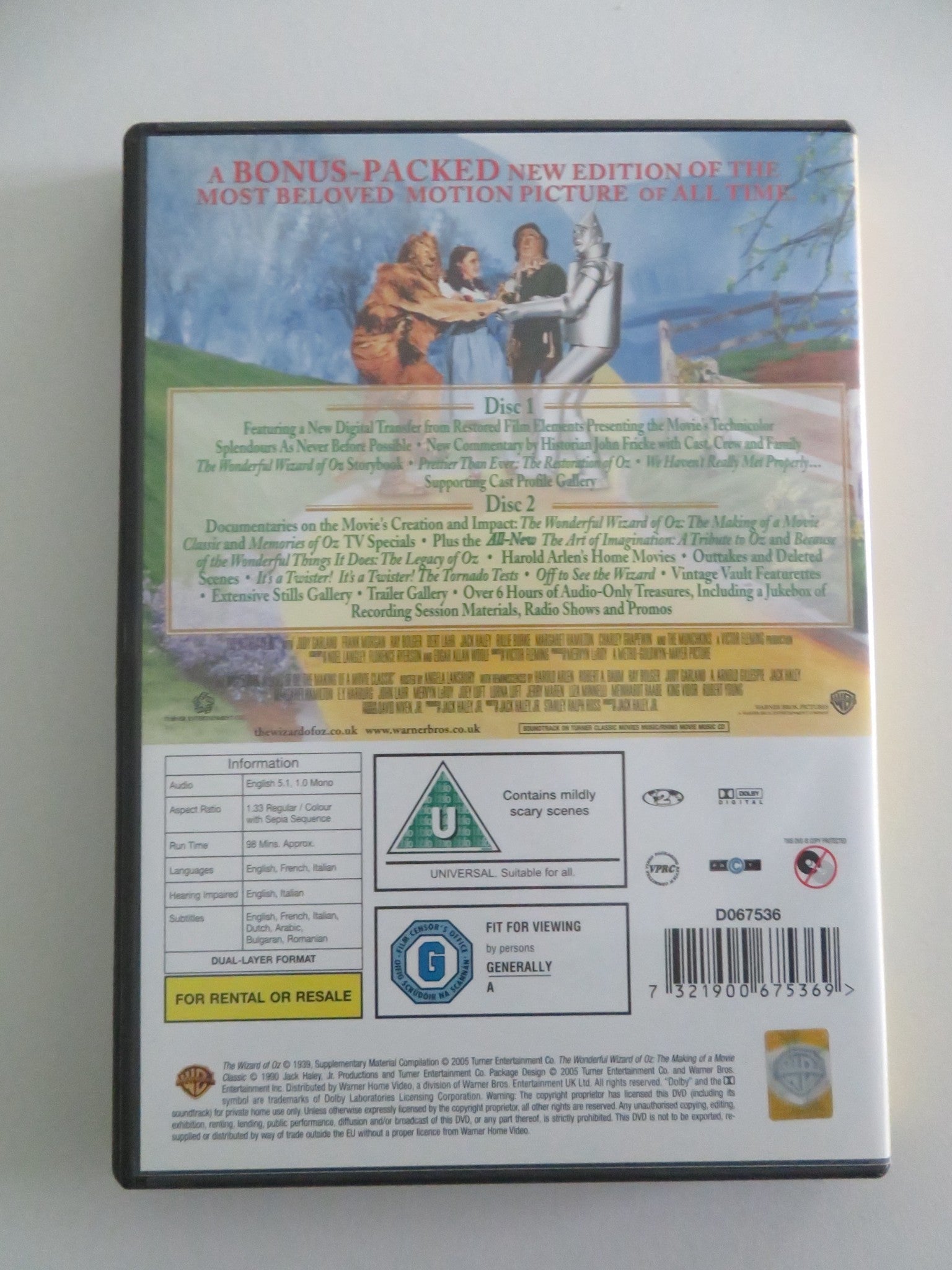 THE WIZARD OF OZ - TWO - DISC SPECIAL EDITION (DVD) JUDY GARLAND 1939 REGION 2 Movie posters