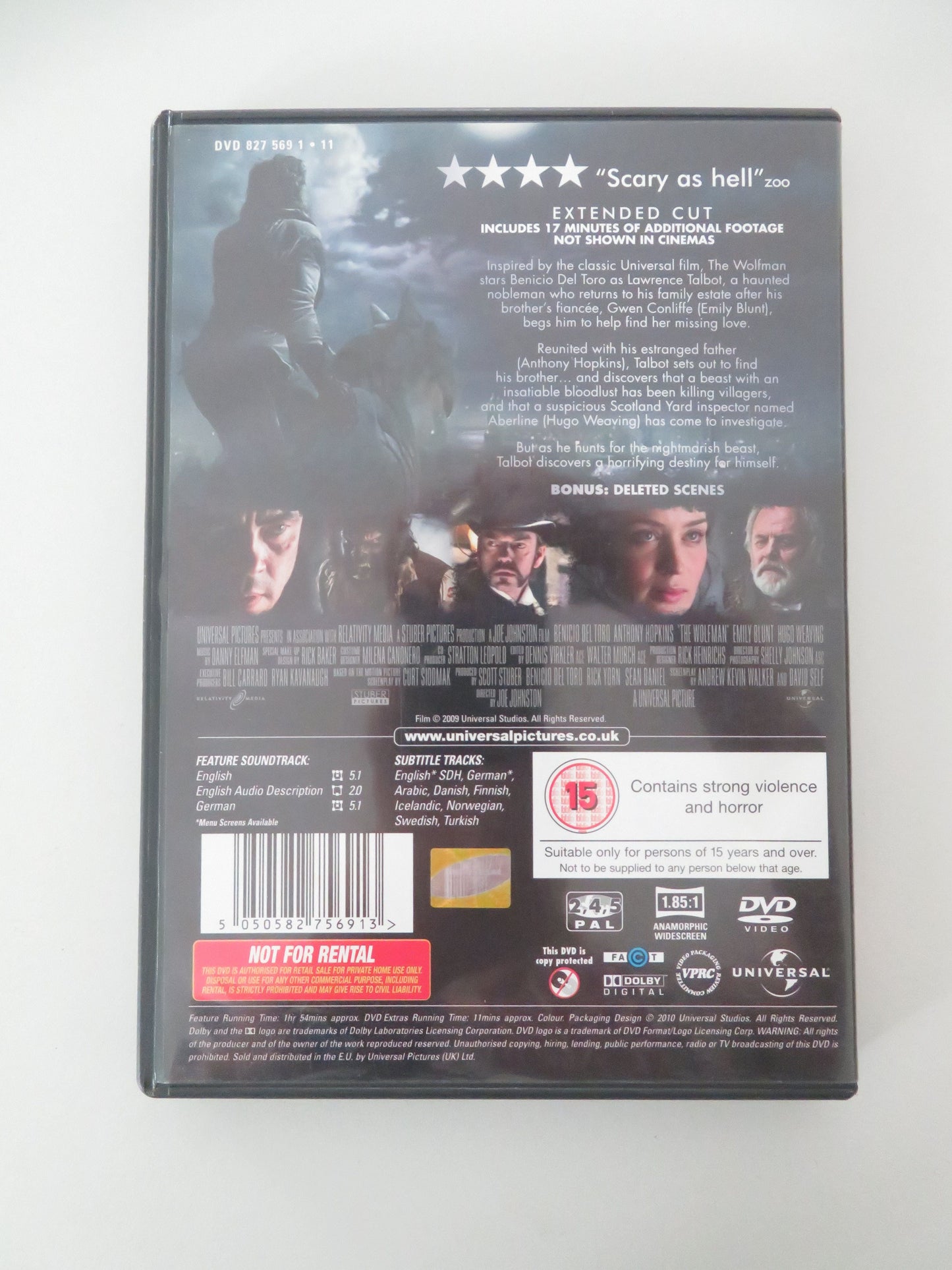 The Wolfman -Extended cut (DVD) Benicio Del Toro A. Hopkins 2010 Region 2, 4, 5 Movie posters