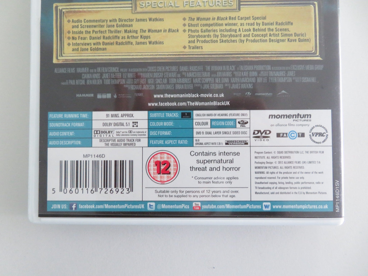 THE WOMAN IN BLACK (DVD) DANIEL RADCLIFFE CIARAN HINDS 2012 REGION 2 Movie posters