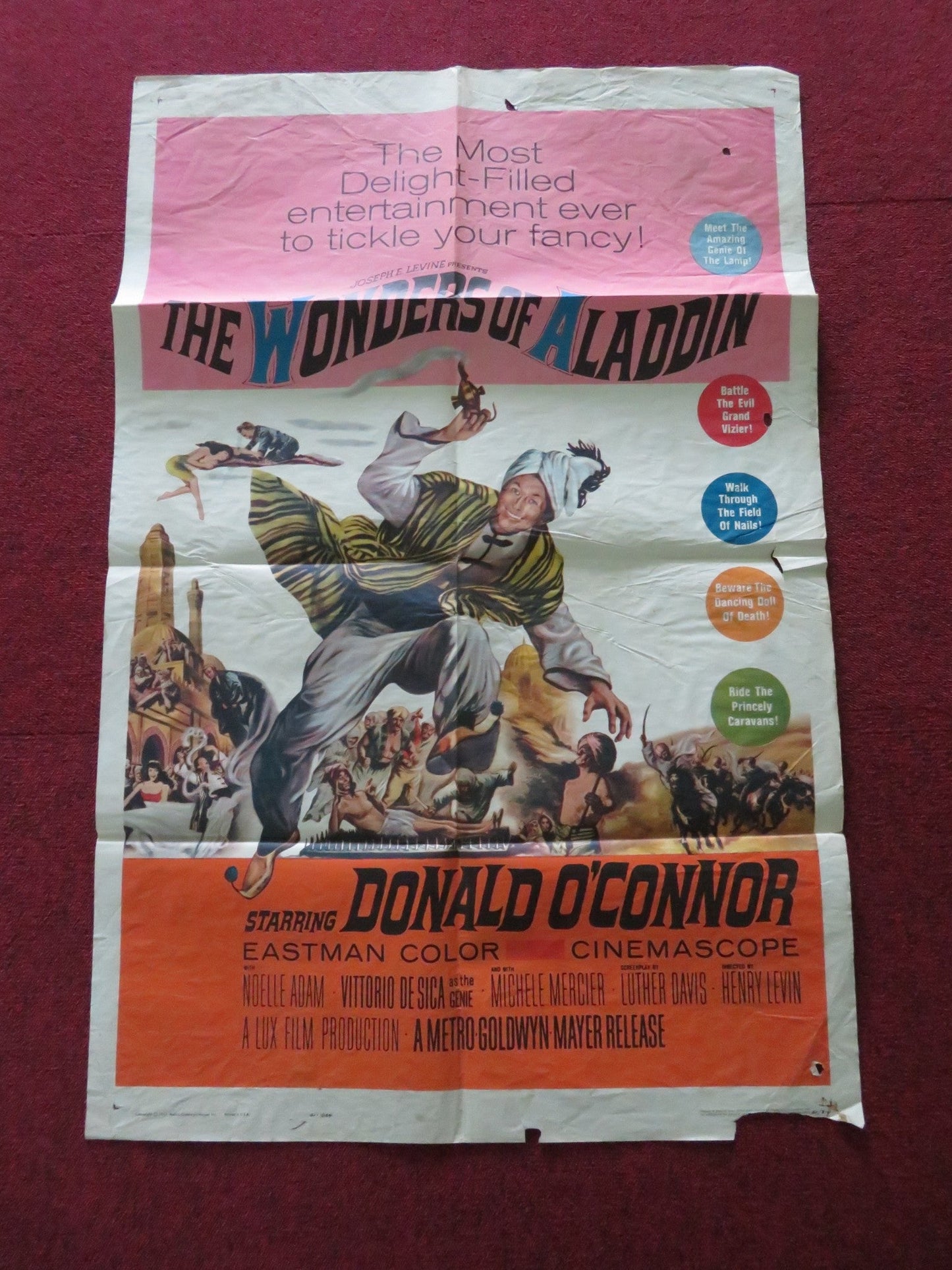 THE WONDERS OF ALADDIN FOLDED US ONE SHEET POSTER DONALD O'CONNOR 1961 Movie posters