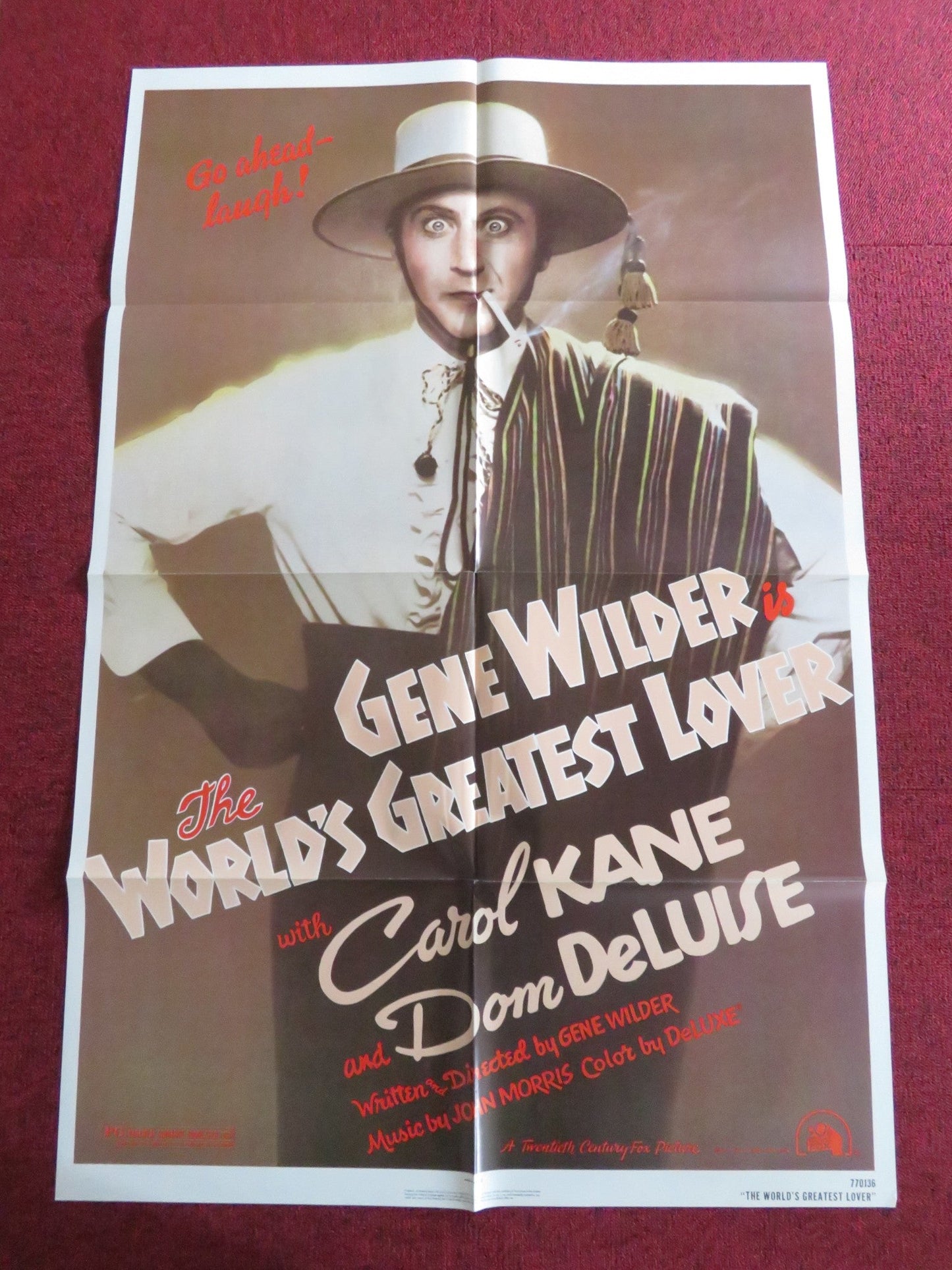 THE WORLD'S GREATEST LOVER FOLDED US ONE SHEET POSTER GENE WILDER C. KANE 1977 Rendezvous Cinema Movie posters