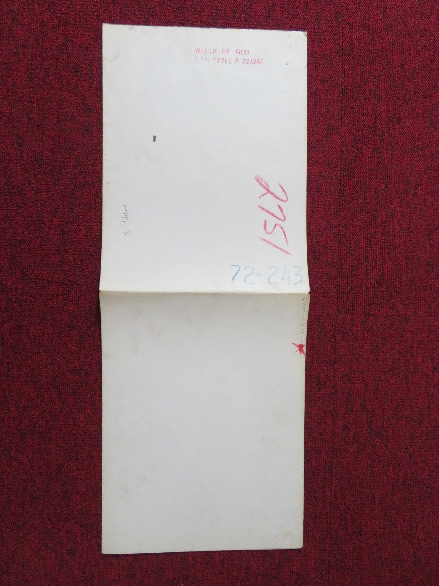 THE WRATH OF GOD FOLDED US ONE SHEET POSTER ROBERT MITCHUM FRANK LANGELLA 1972 Rendezvous Cinema Movie posters