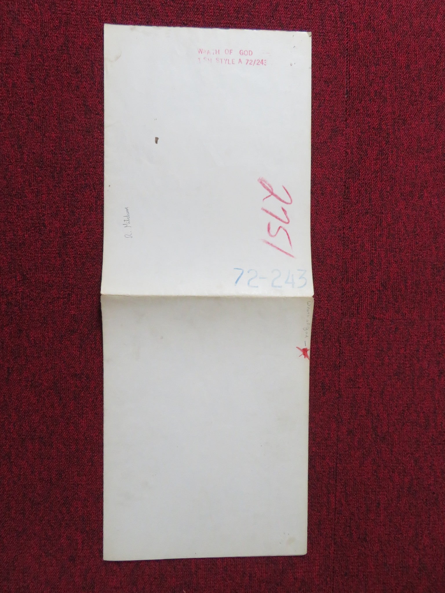 THE WRATH OF GOD FOLDED US ONE SHEET POSTER ROBERT MITCHUM FRANK LANGELLA 1972 Rendezvous Cinema Movie posters