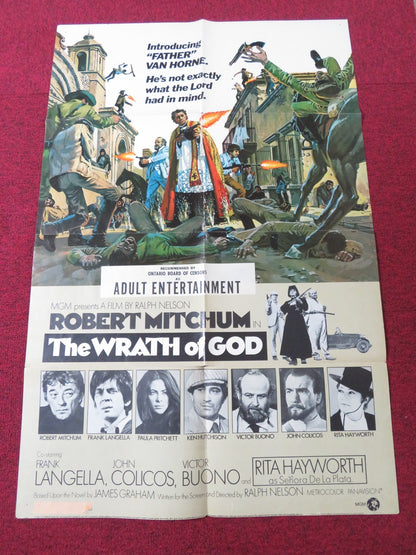 THE WRATH OF GOD FOLDED US ONE SHEET POSTER ROBERT MITCHUM FRANK LANGELLA 1972 Rendezvous Cinema Movie posters