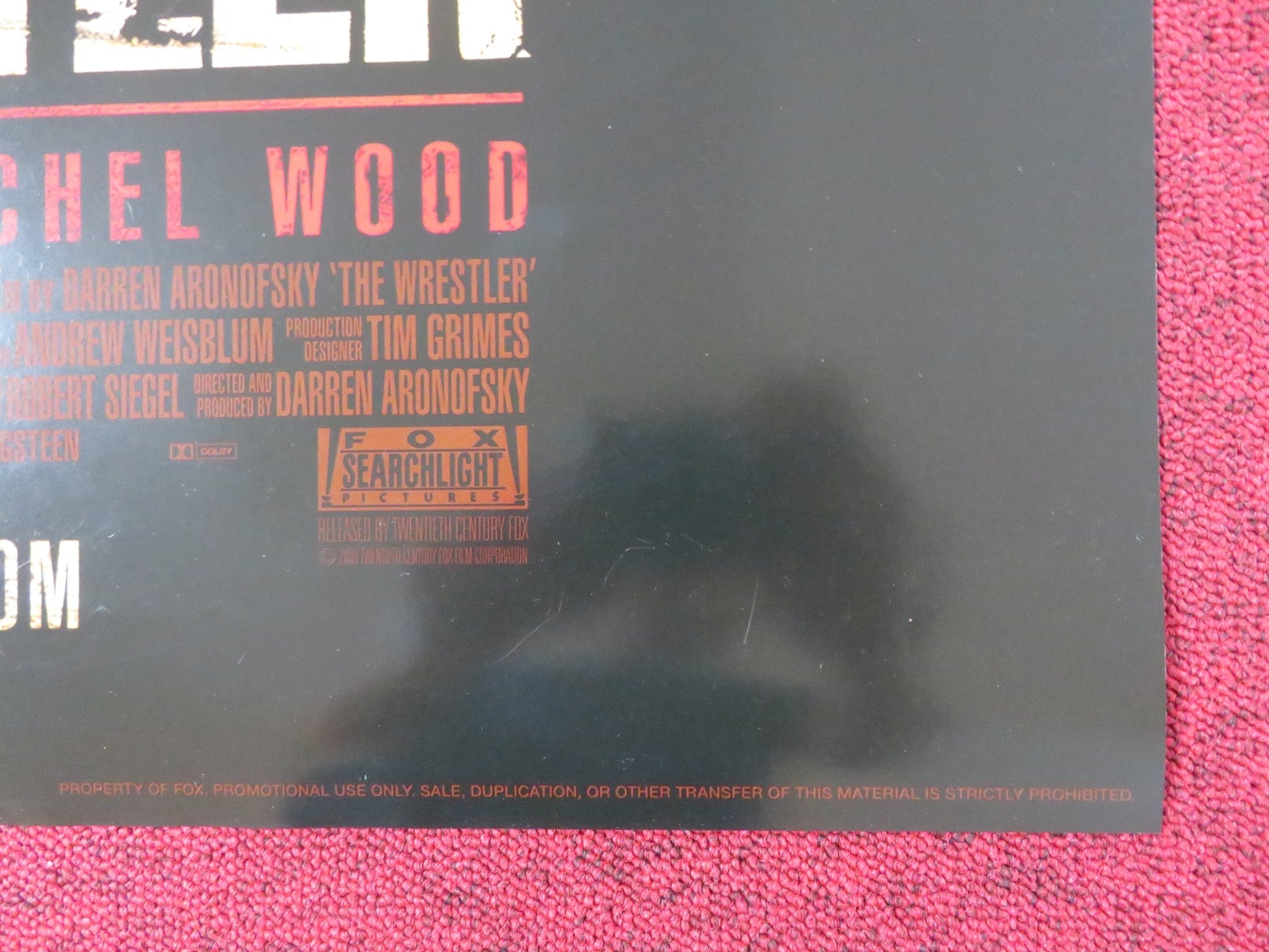 THE WRESTLER US ONE SHEET ROLLED POSTER MICKEY ROURKE MARISA TOMEI 2008 Rendezvous Cinema Movie posters