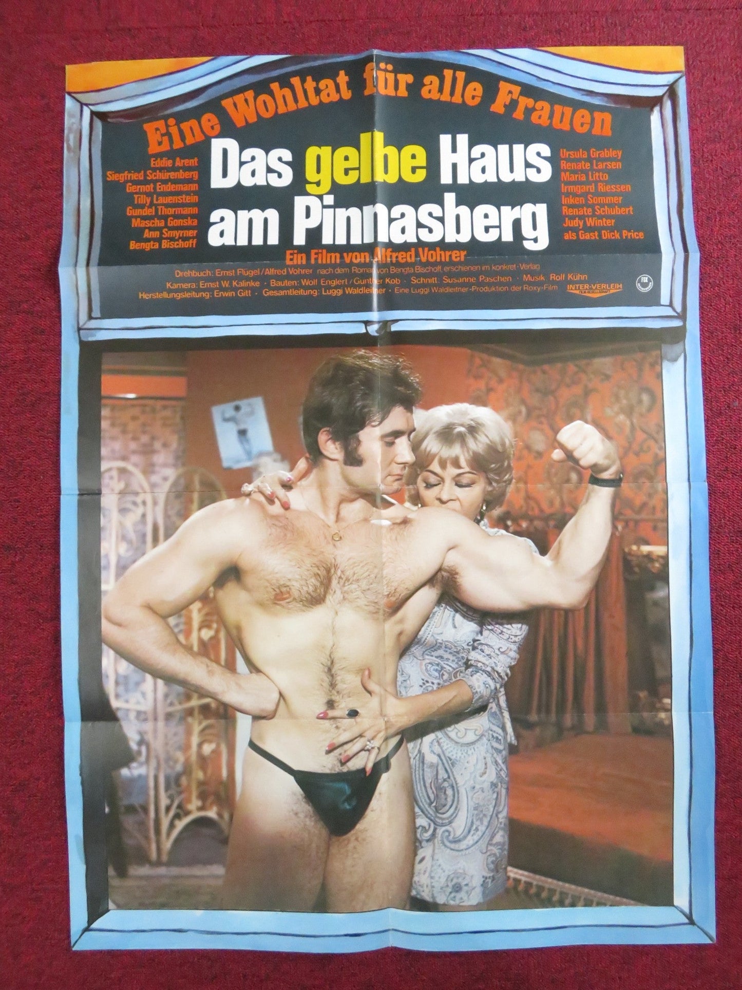 THE YELLOW HOUSE ON PINNASBERG GERMAN A1 POSTER FOLDED EDDIE ARENT 1970 Rendezvous Cinema Movie posters